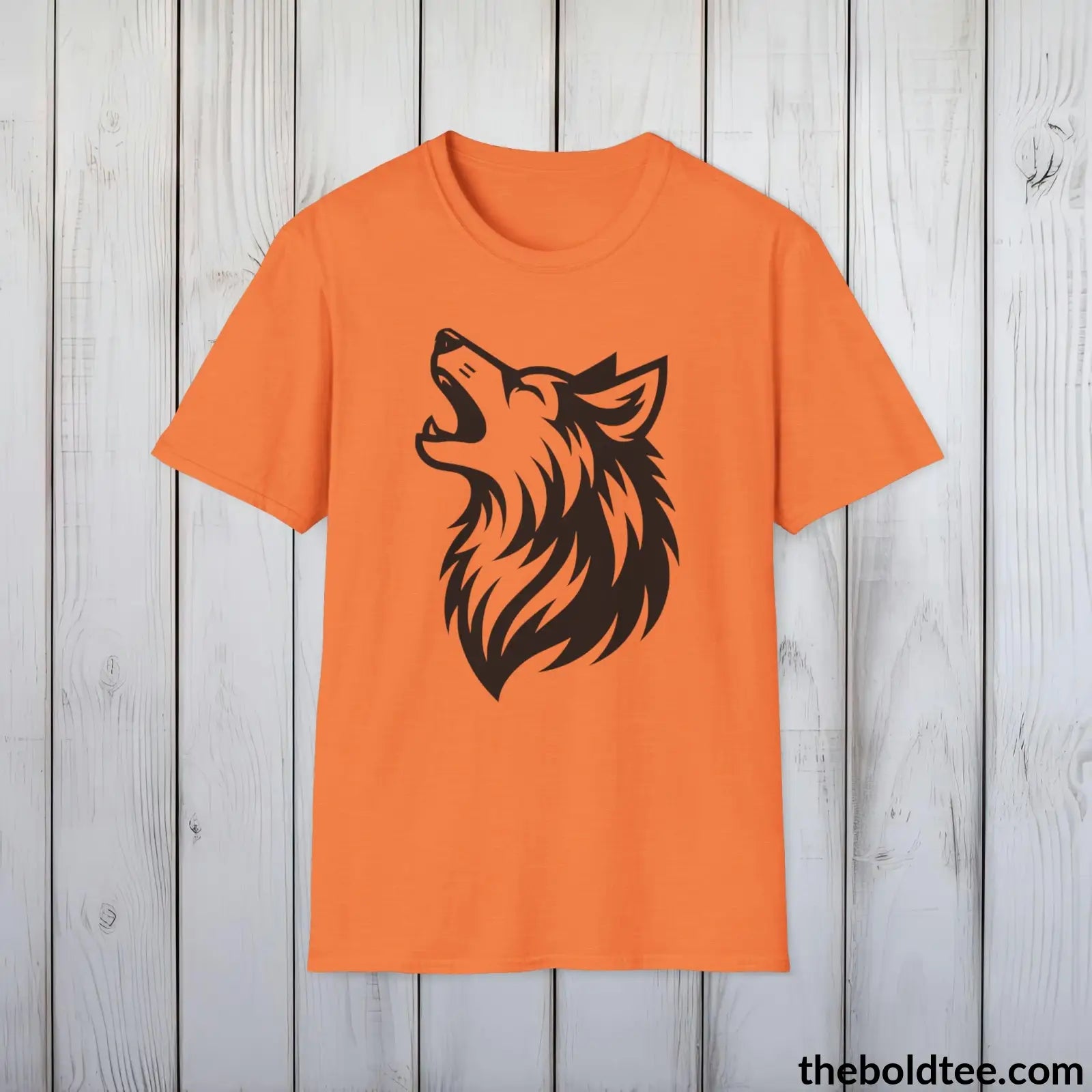 T-Shirt Heather Orange / S Howling Wolf Tee - Casual, Sustainable & Soft Cotton Crewneck Unisex T-Shirt - in 9 Bold Colors