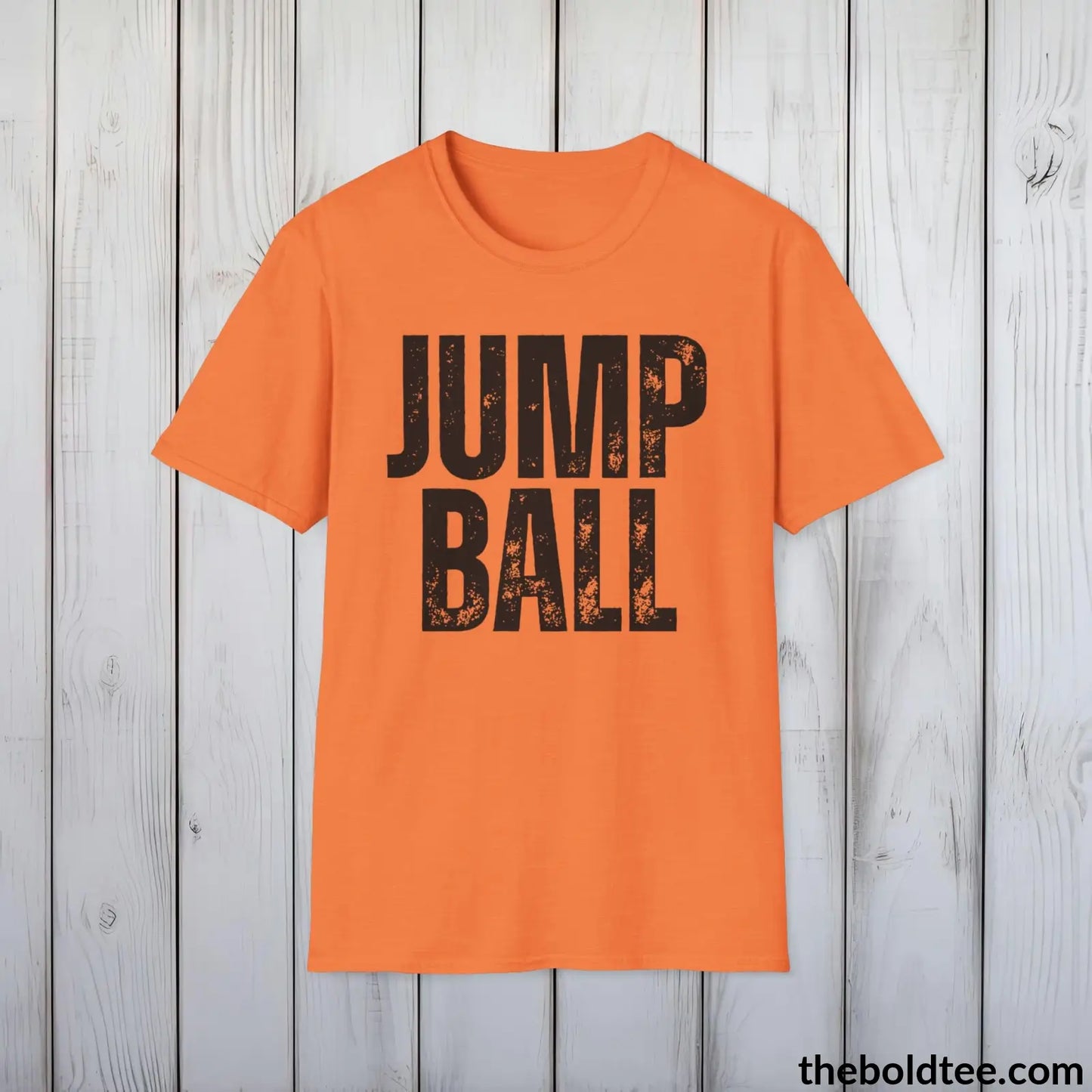 T-Shirt Heather Orange / S JUMP BALL Basketball Tee - Sustainable & Soft Cotton Crewneck Unisex T-Shirt - 9 Bold Colors