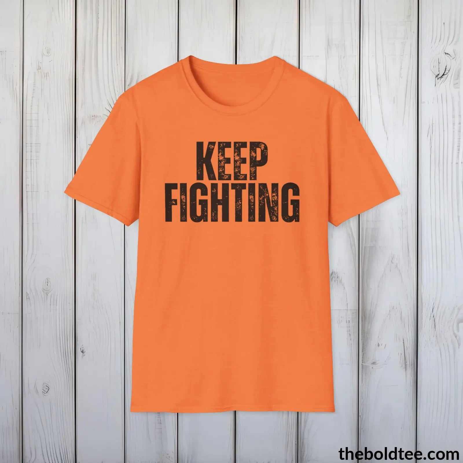 T-Shirt Heather Orange / S KEEP FIGHTING Mental Health Awareness Tee - Soft Cotton Crewneck Unisex T-Shirt - 8 Trendy Colors