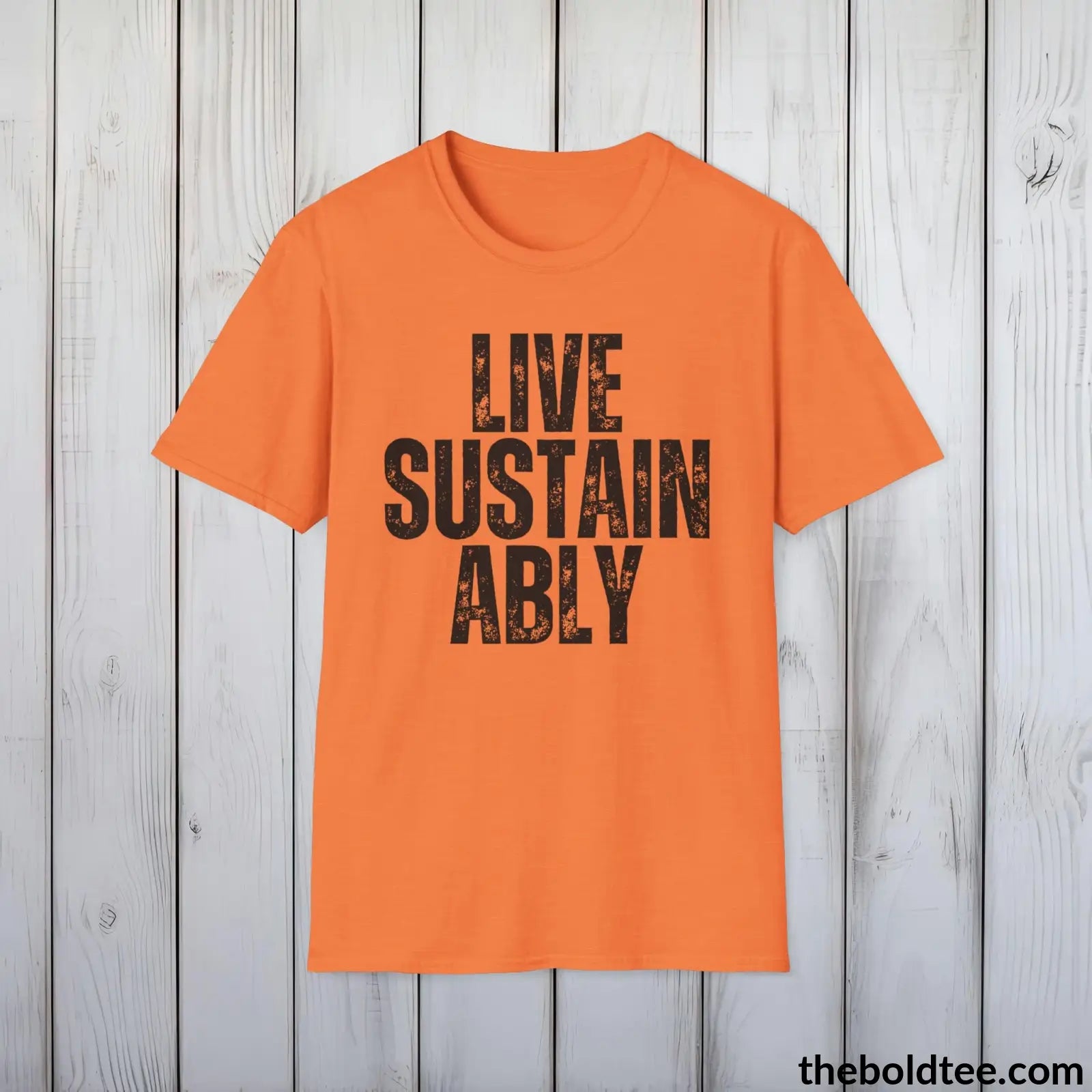 T-Shirt Heather Orange / S LIVE SUSTAINABLY Tee - Casual, Sustainable & Soft Cotton Crewneck Unisex T-Shirt - 9 Bold Colors