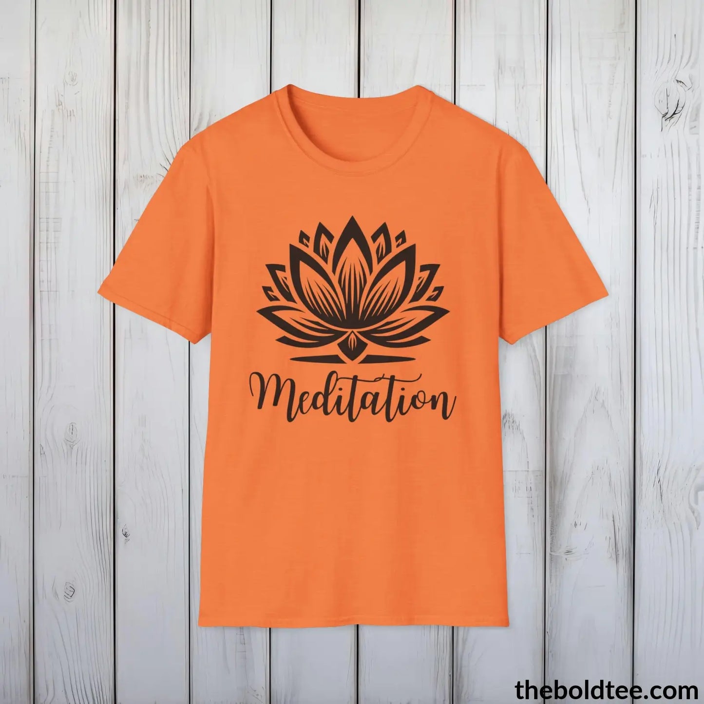 T-Shirt Heather Orange / S Meditation Yoga Tee - Sustainable & Soft Cotton Crewneck Unisex T-Shirt - 9 Bold Colors