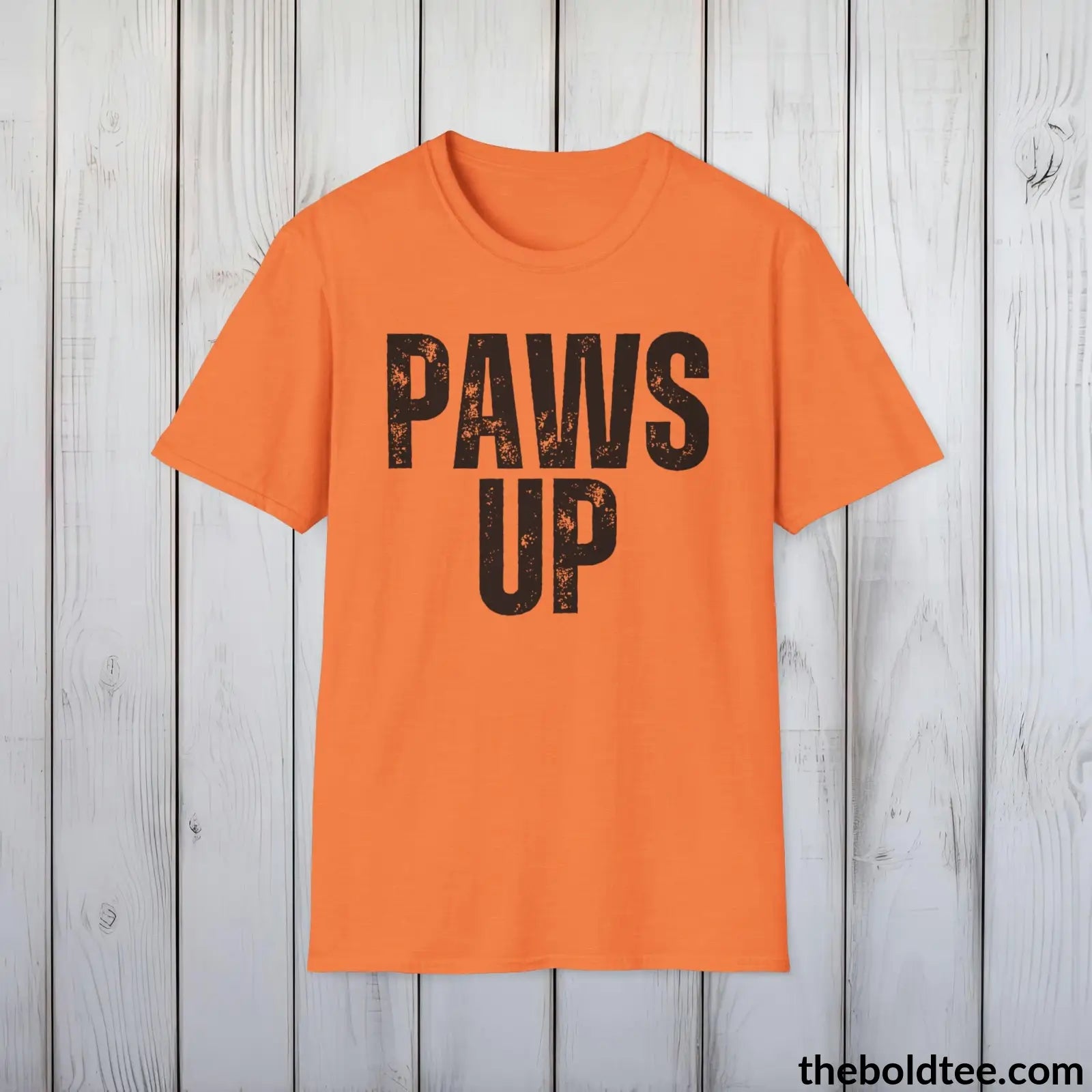 T-Shirt Heather Orange / S PAWS UP Tee - Sustainable & Soft Cotton Crewneck Unisex T-Shirt - 9 Bold Colors