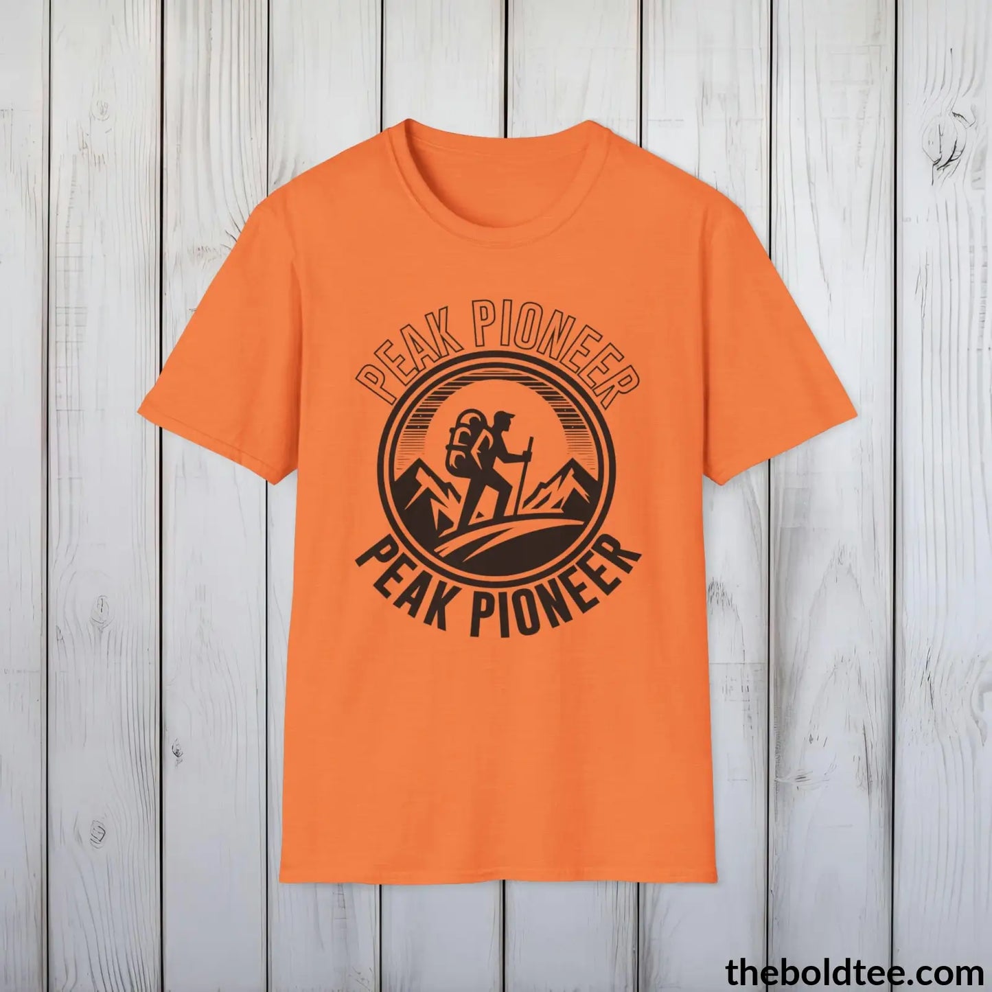 T-Shirt Heather Orange / S PEAK PIONEER Hiking Tee - Sustainable & Soft Cotton Crewneck Unisex T-Shirt - 8 Trendy Colors