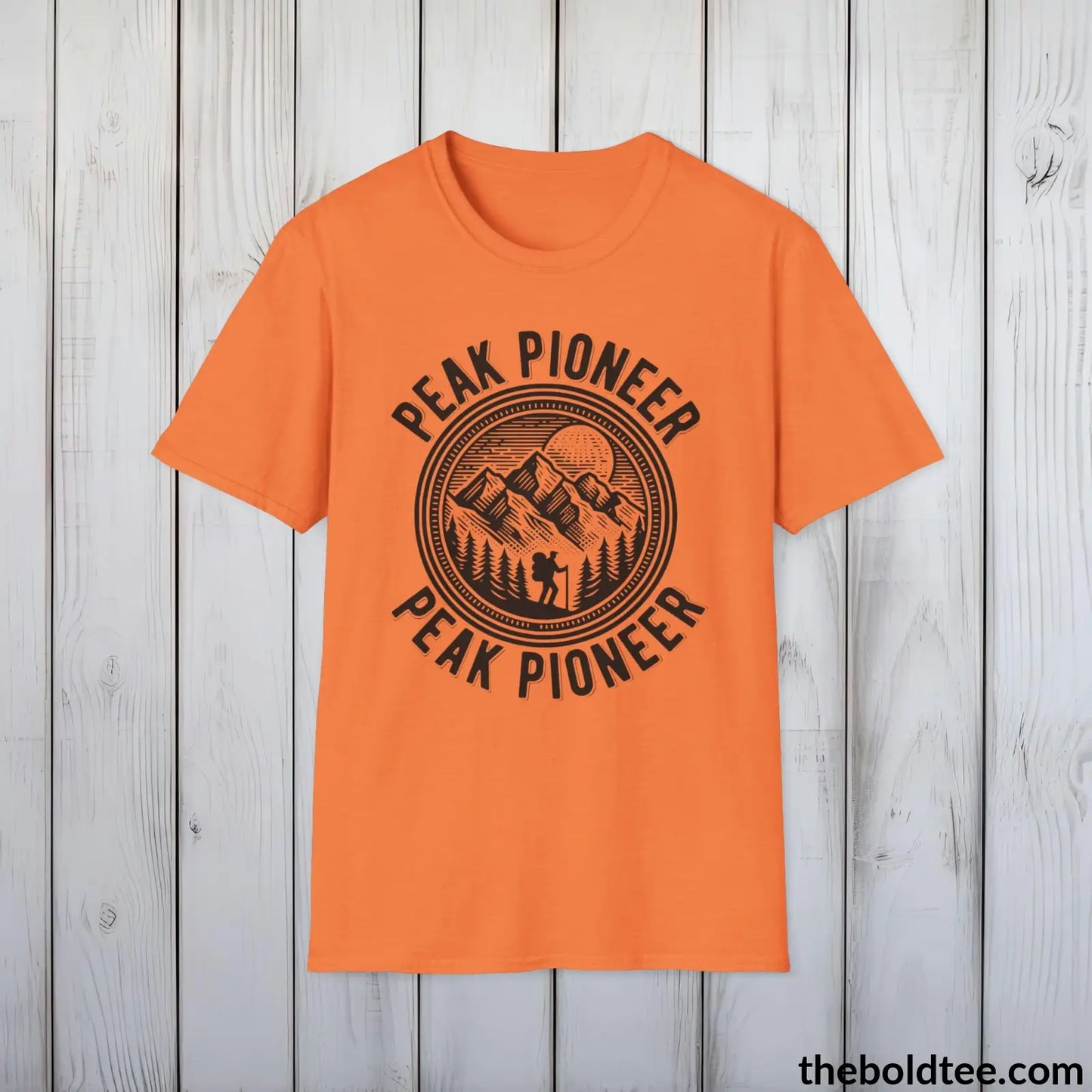 T-Shirt Heather Orange / S PEAK PIONEER Hiking Tee - Sustainable & Soft Cotton Crewneck Unisex T-Shirt - 8 Trendy Colors