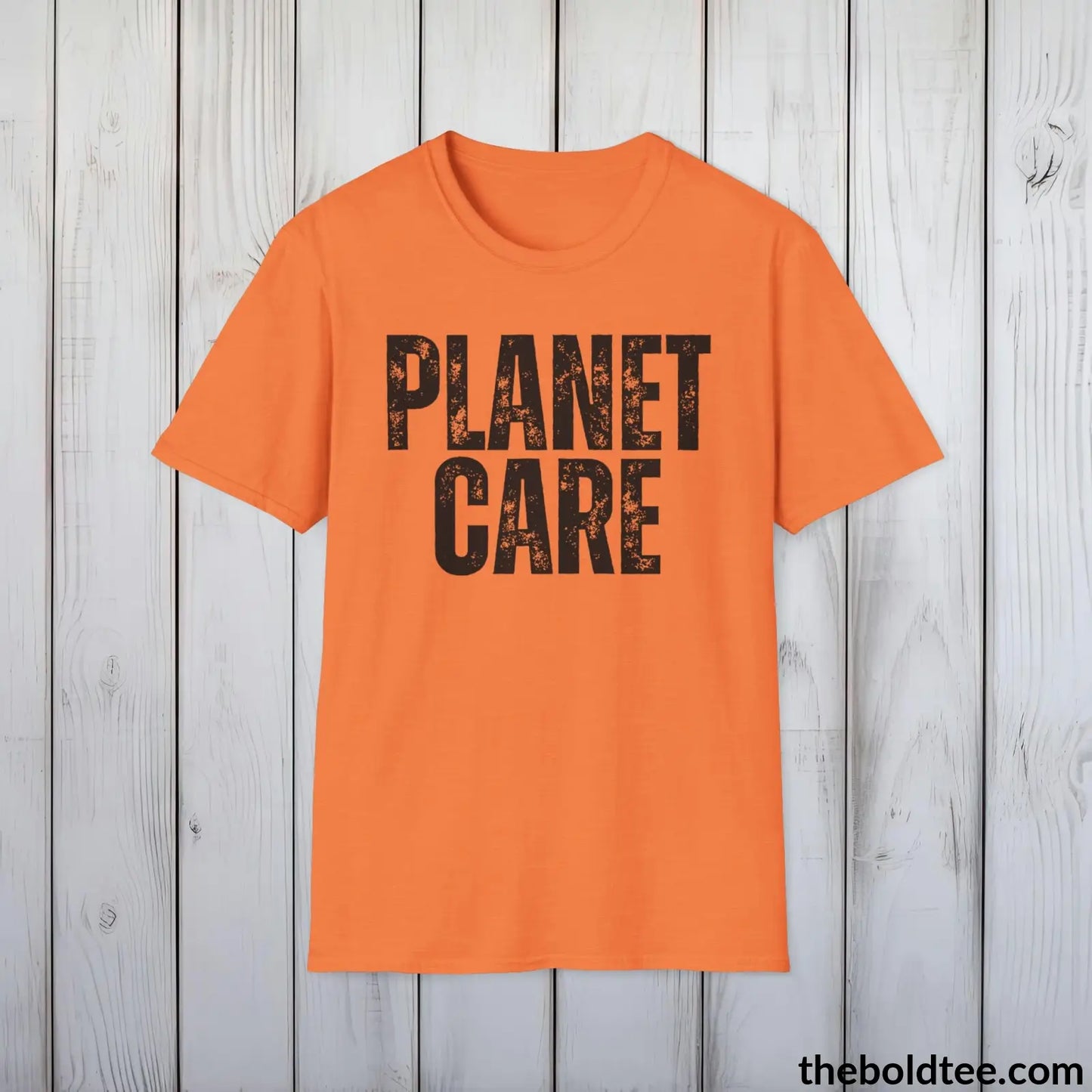 T-Shirt Heather Orange / S PLANET CARE Tee - Casual, Sustainable & Soft Cotton Crewneck Unisex T-Shirt - 9 Bold Colors