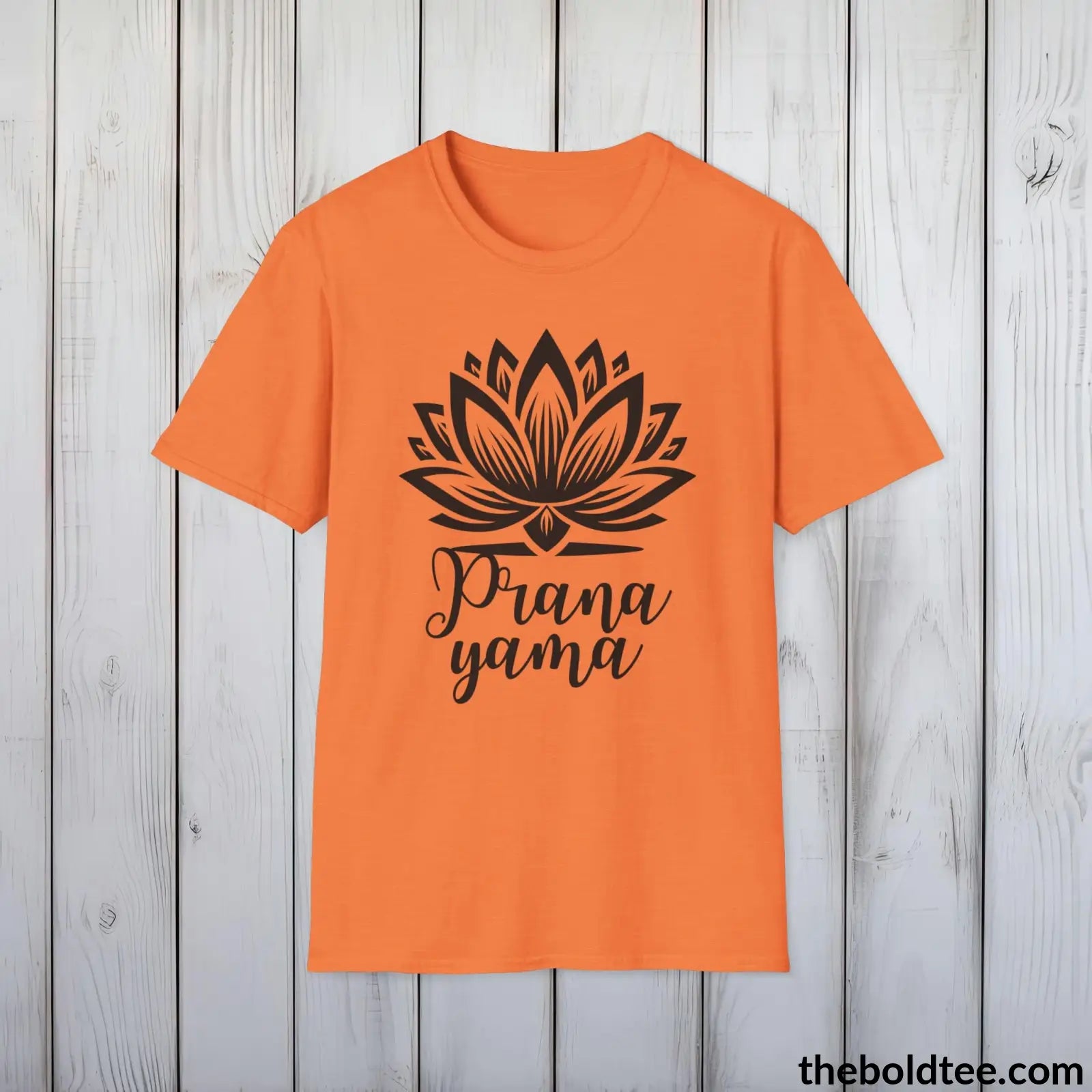 T-Shirt Heather Orange / S Pranayama Yoga Tee - Sustainable & Soft Cotton Crewneck Unisex T-Shirt - 9 Bold Colors