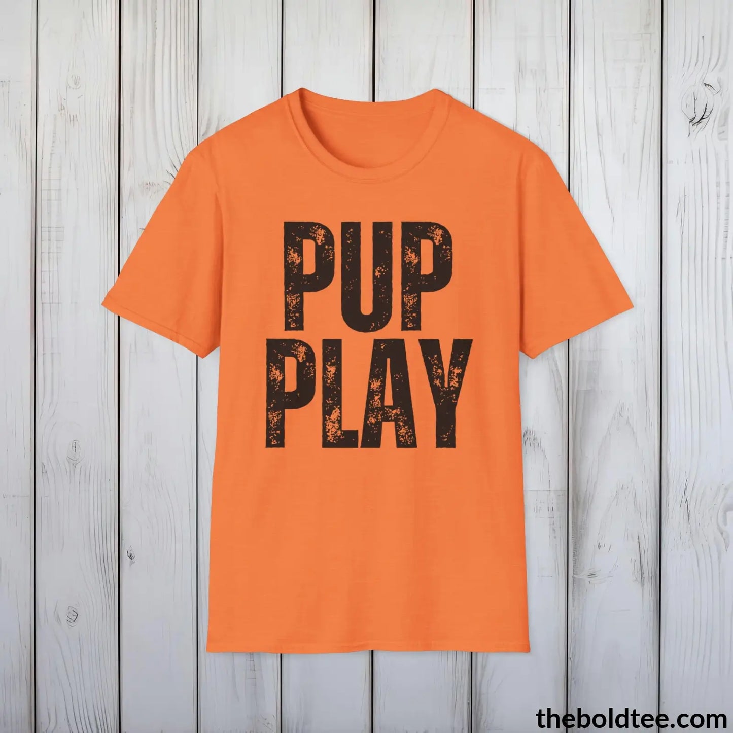 T-Shirt Heather Orange / S PUP PLAY Tee - Sustainable & Soft Cotton Crewneck Unisex T-Shirt - 9 Bold Colors