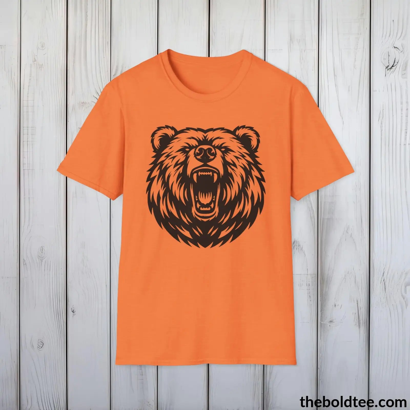 T-Shirt Heather Orange / S Roaring Bear Tee - Bold Urban Cotton T-Shirt - 9 Bright Colors Available