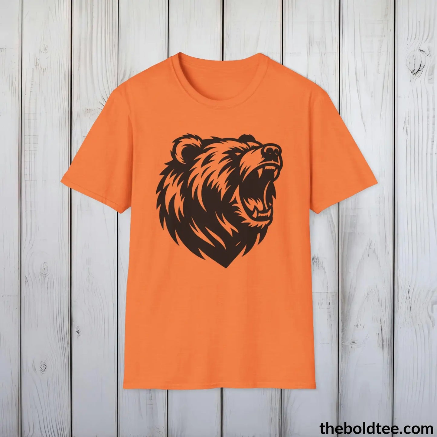 T-Shirt Heather Orange / S Roaring Bear Tee - Bold Urban Cotton T-Shirt - 9 Bright Colors Available