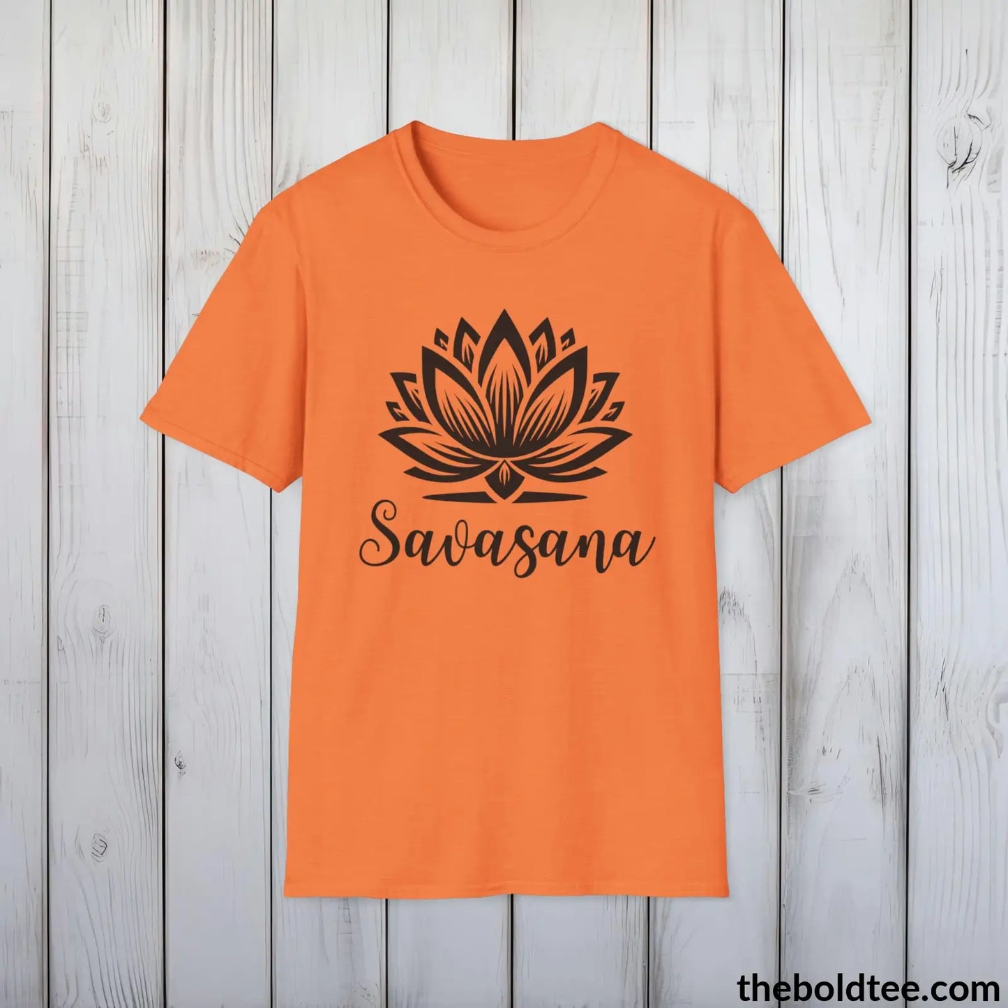 T-Shirt Heather Orange / S Savasana Yoga Tee - Sustainable & Soft Cotton Crewneck Unisex T-Shirt - 9 Bold Colors