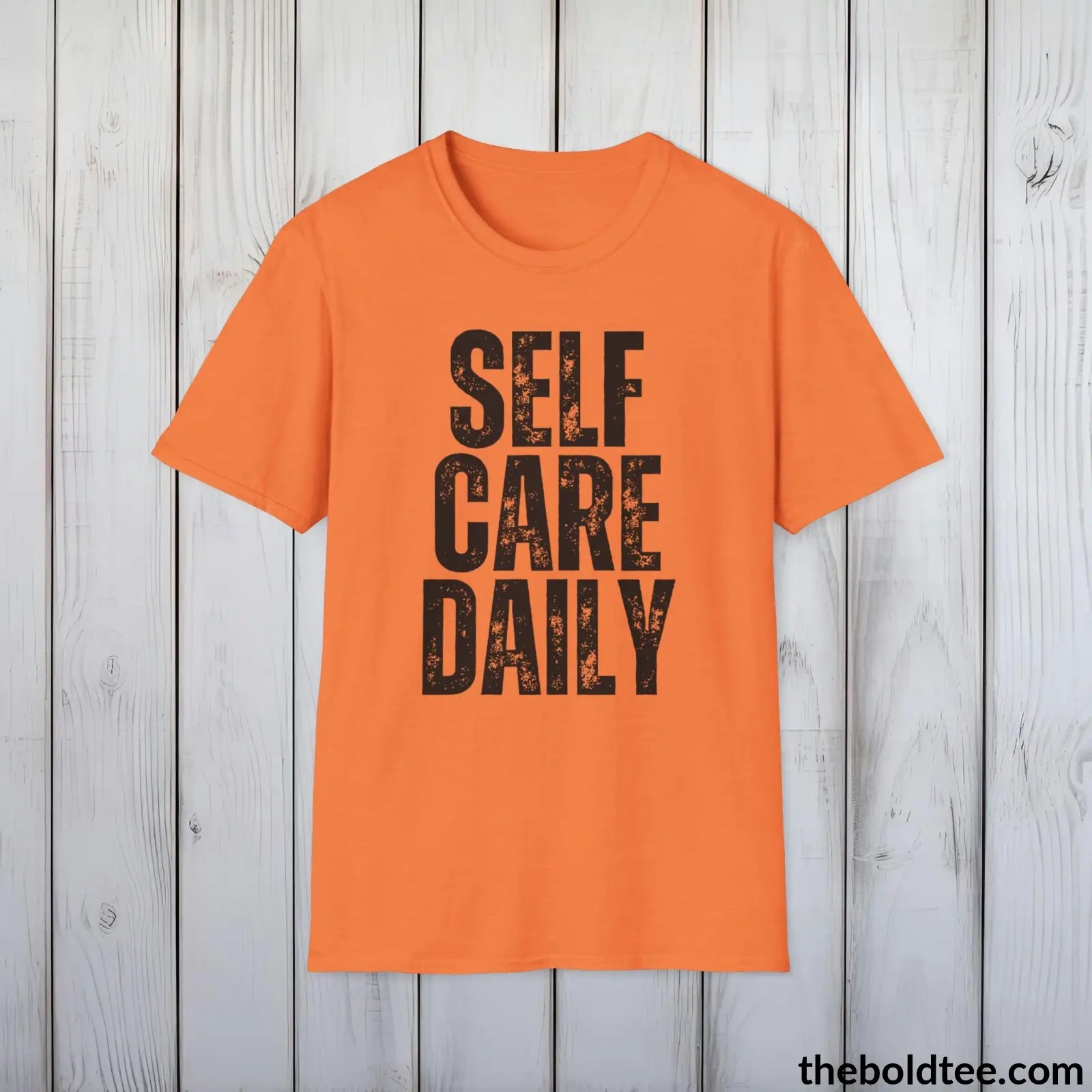 T-Shirt Heather Orange / S SELF CARE DAILY Mental Health Awareness Tee - Soft Cotton Crewneck Unisex T-Shirt - 8 Trendy Colors