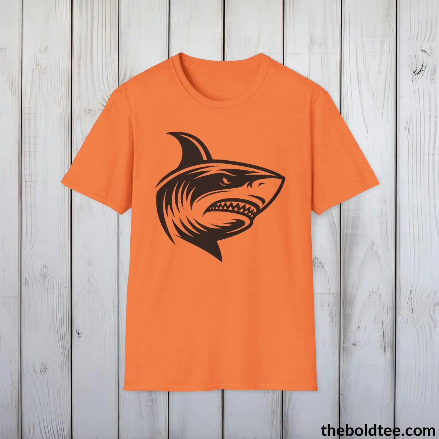 T-Shirt Heather Orange / S Shark Tee - Casual, Sustainable & Soft Cotton Crewneck Unisex T-Shirt - in 9 Bold Colors