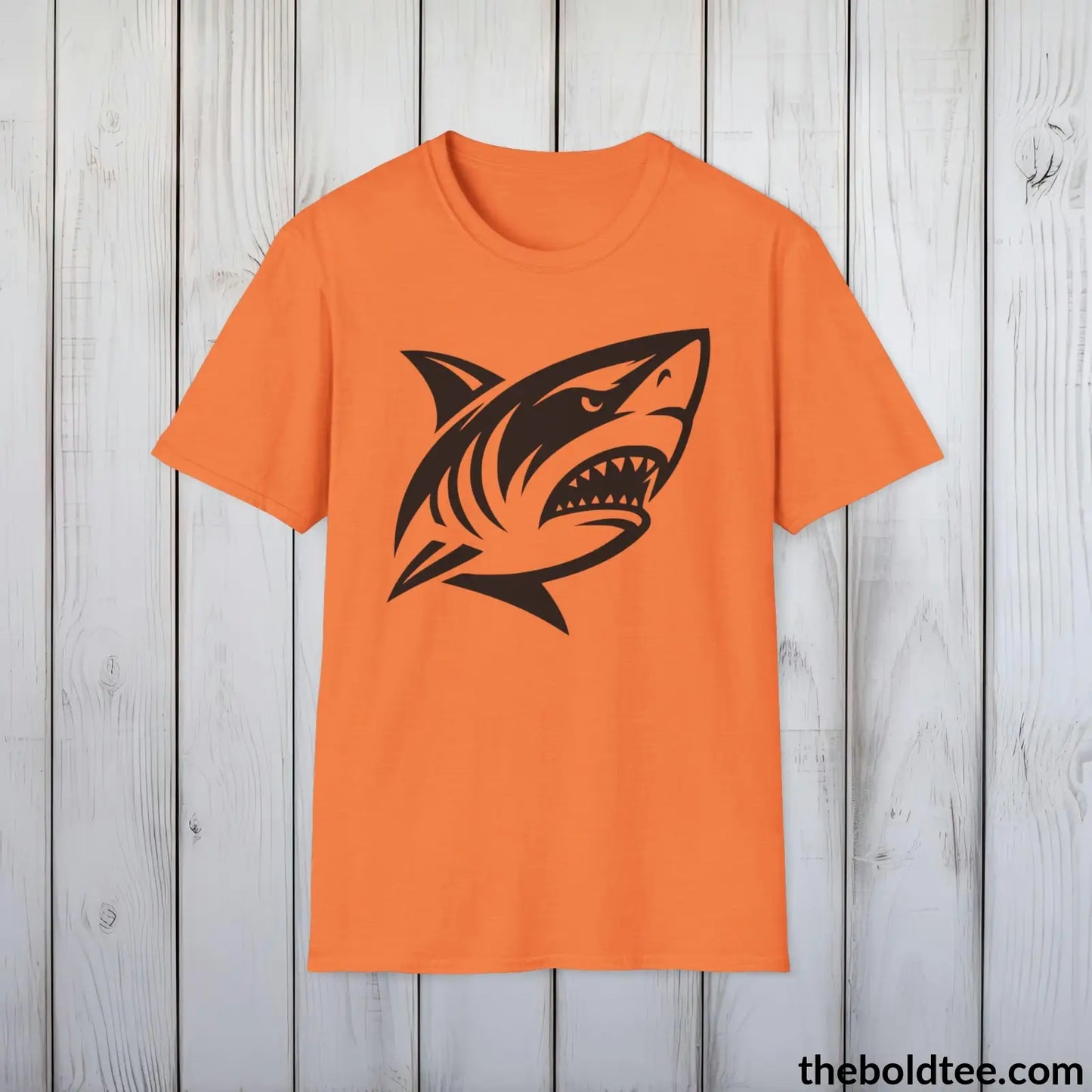 T-Shirt Heather Orange / S Shark Tee - Casual, Sustainable & Soft Cotton Crewneck Unisex T-Shirt - in 9 Bold Colors