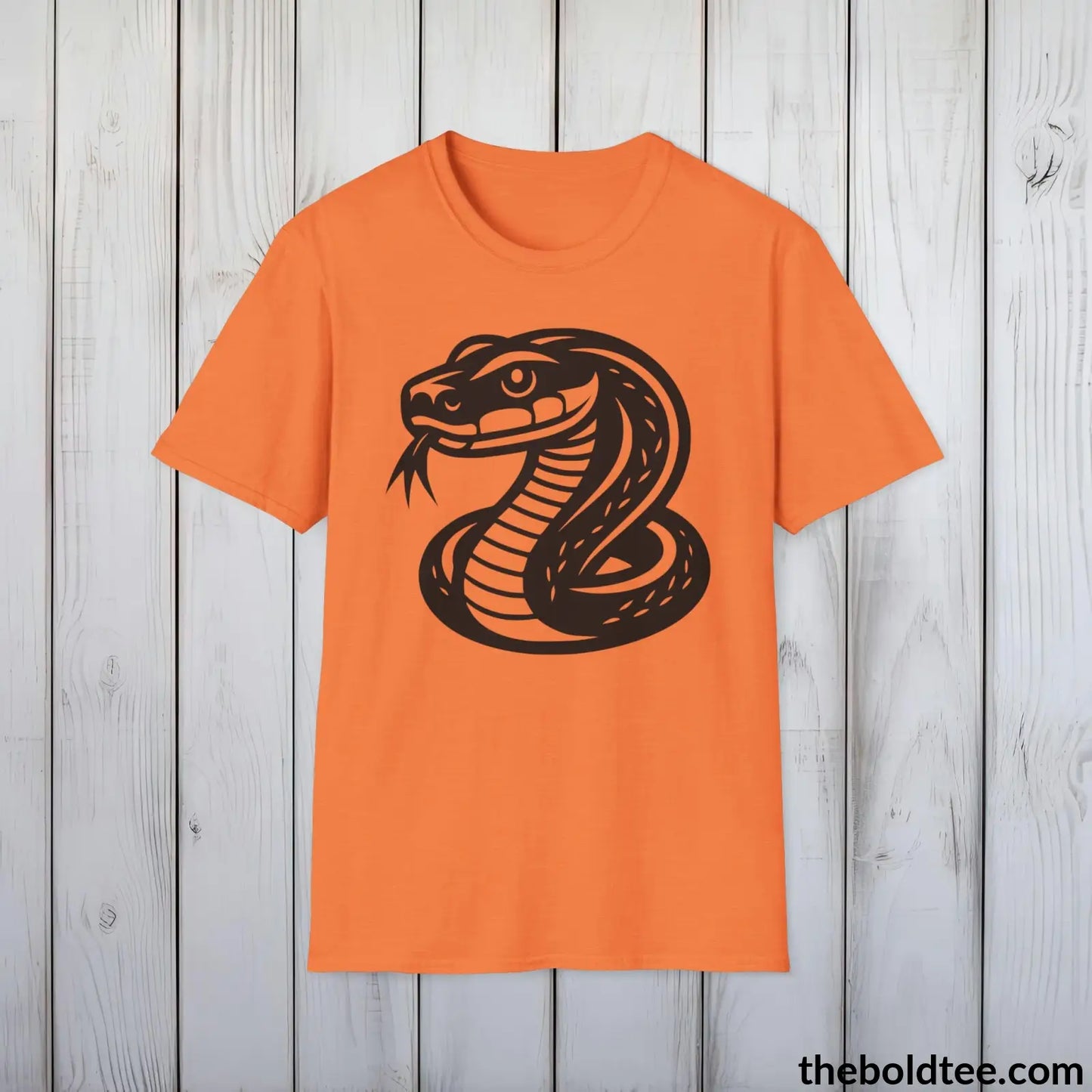 T-Shirt Heather Orange / S Snake Tee - Casual, Sustainable & Soft Cotton Crewneck Unisex T-Shirt - in 9 Bold Colors