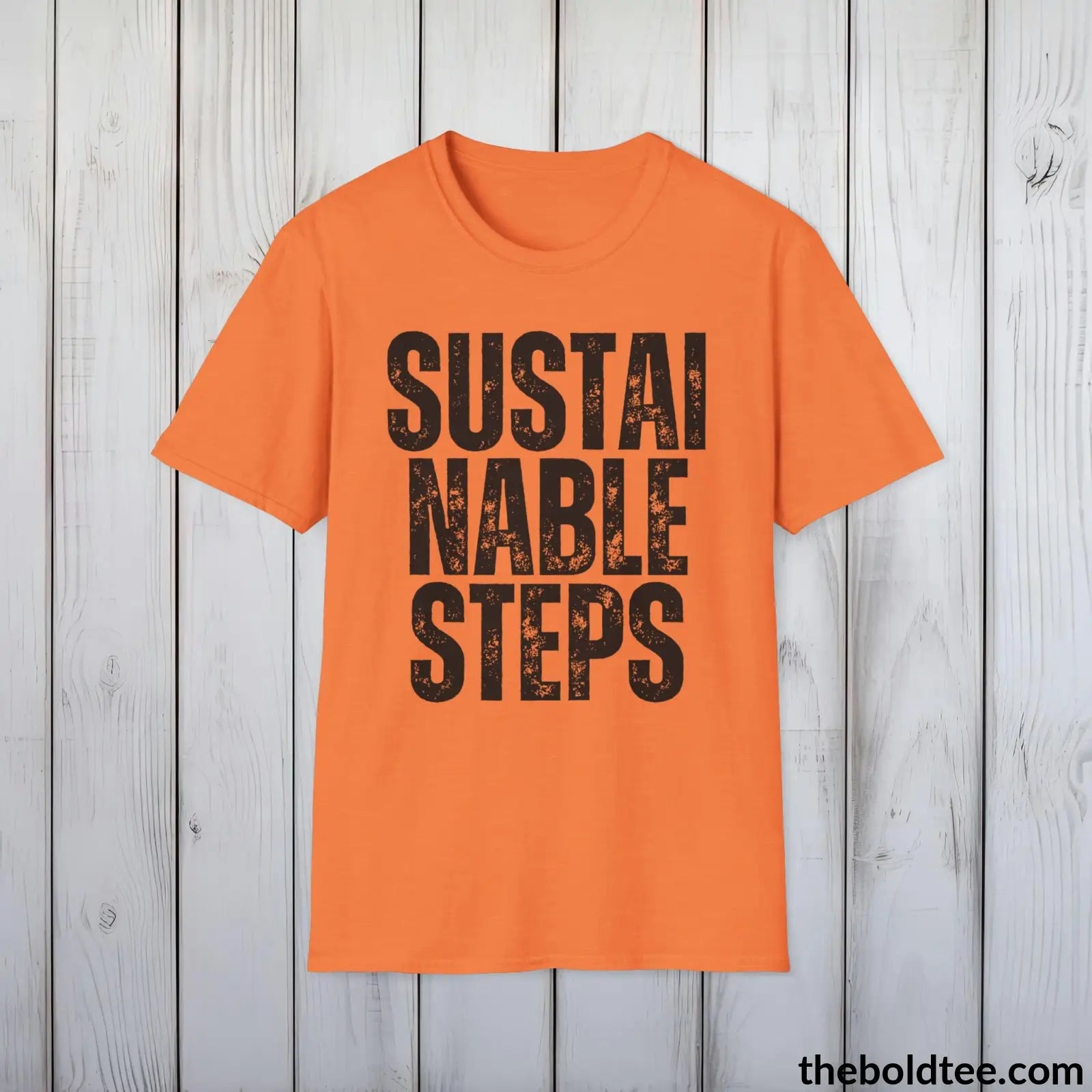 T-Shirt Heather Orange / S SUSTAINABLE STEPS Tee - Casual, Sustainable & Soft Cotton Crewneck Unisex T-Shirt - 9 Bold Colors