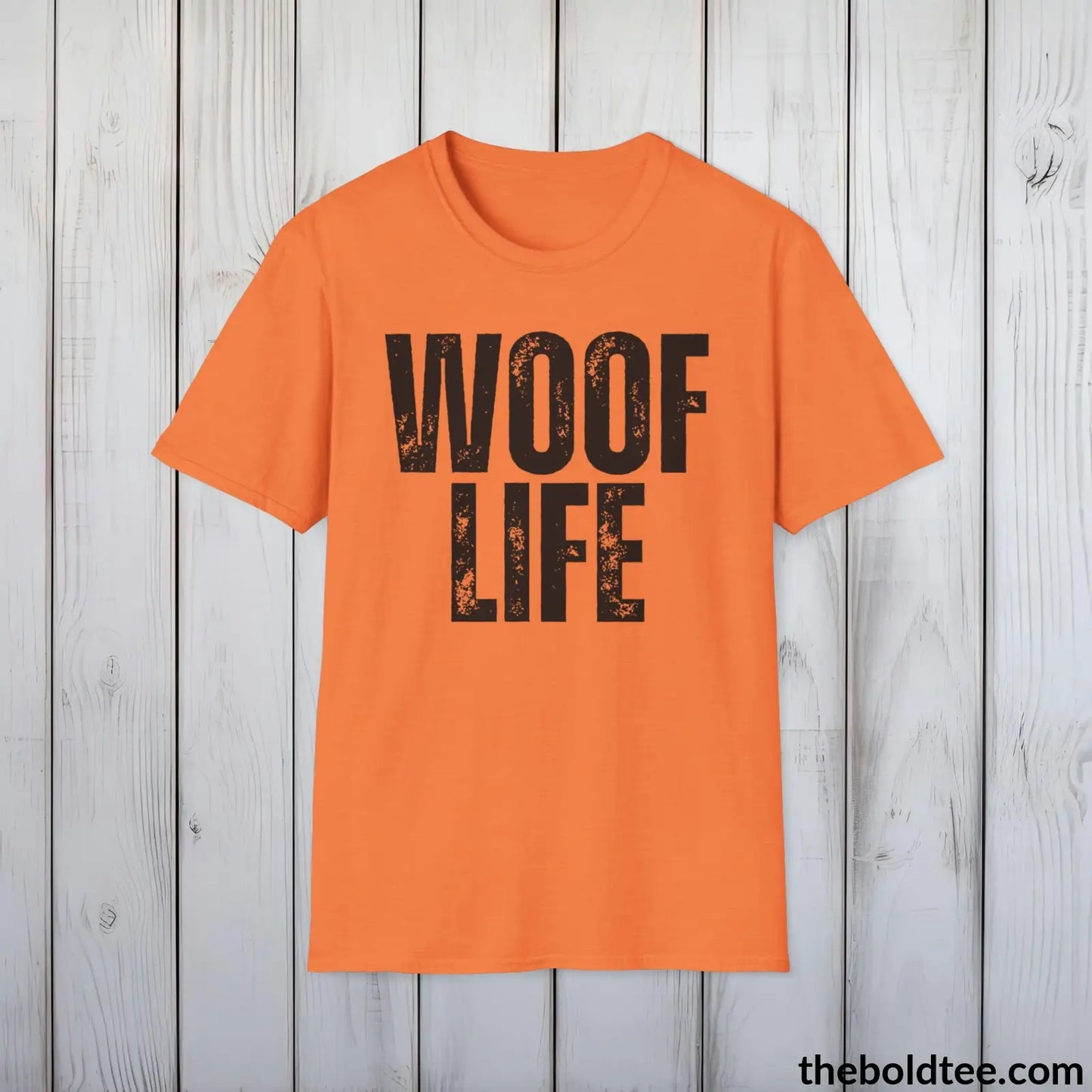 T-Shirt Heather Orange / S WOOF LIFE Tee - Sustainable & Soft Cotton Crewneck Unisex T-Shirt - 9 Bold Colors