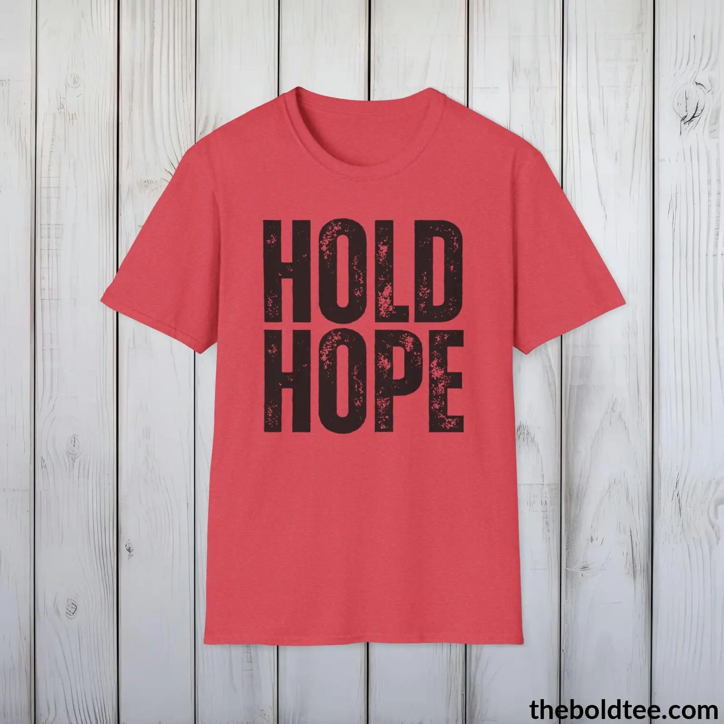 T-Shirt Heather Red / S HOLD HOPE Mental Health Awareness Tee - Soft Cotton Crewneck Unisex T-Shirt - 8 Trendy Colors