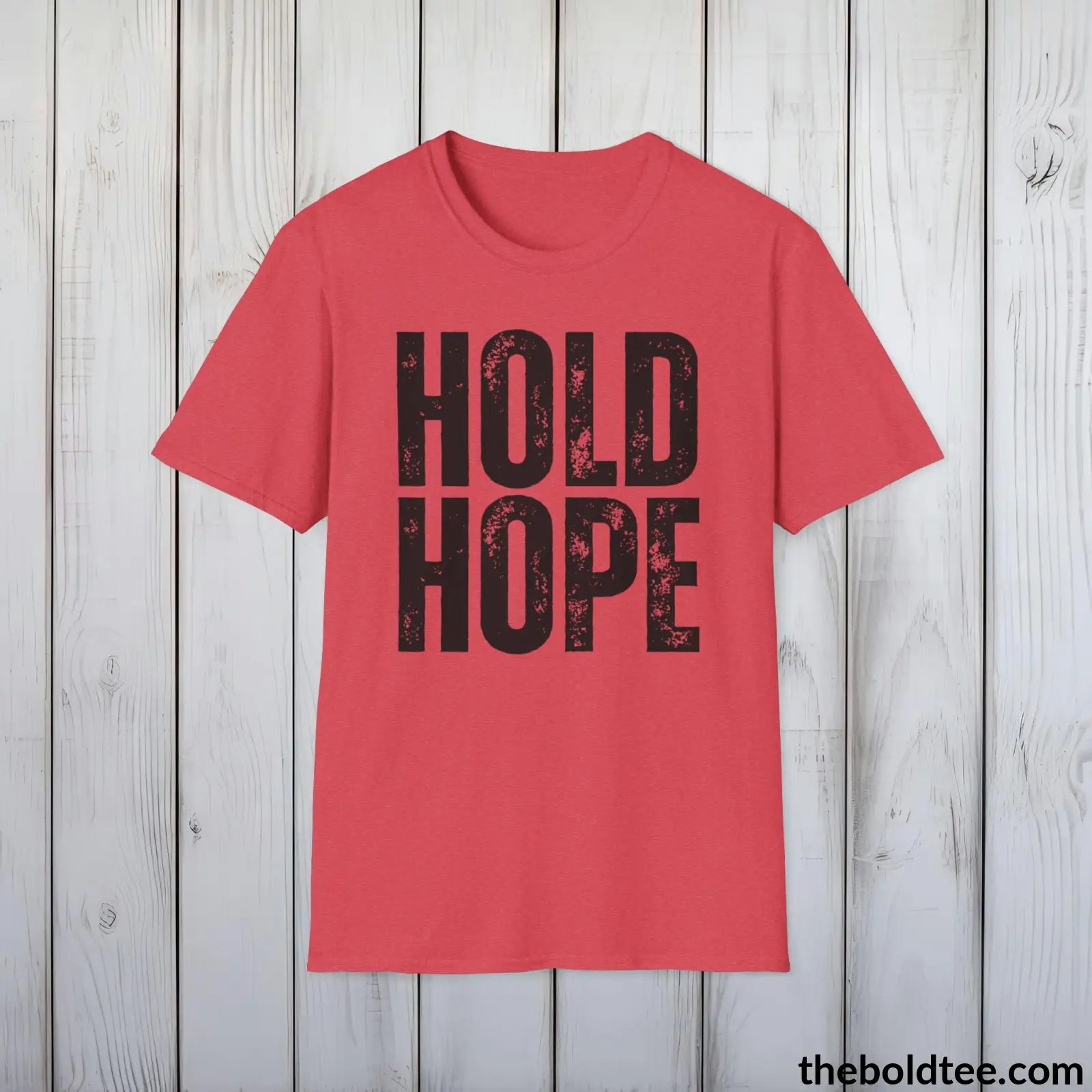 T-Shirt Heather Red / S HOLD HOPE Mental Health Awareness Tee - Soft Cotton Crewneck Unisex T-Shirt - 8 Trendy Colors