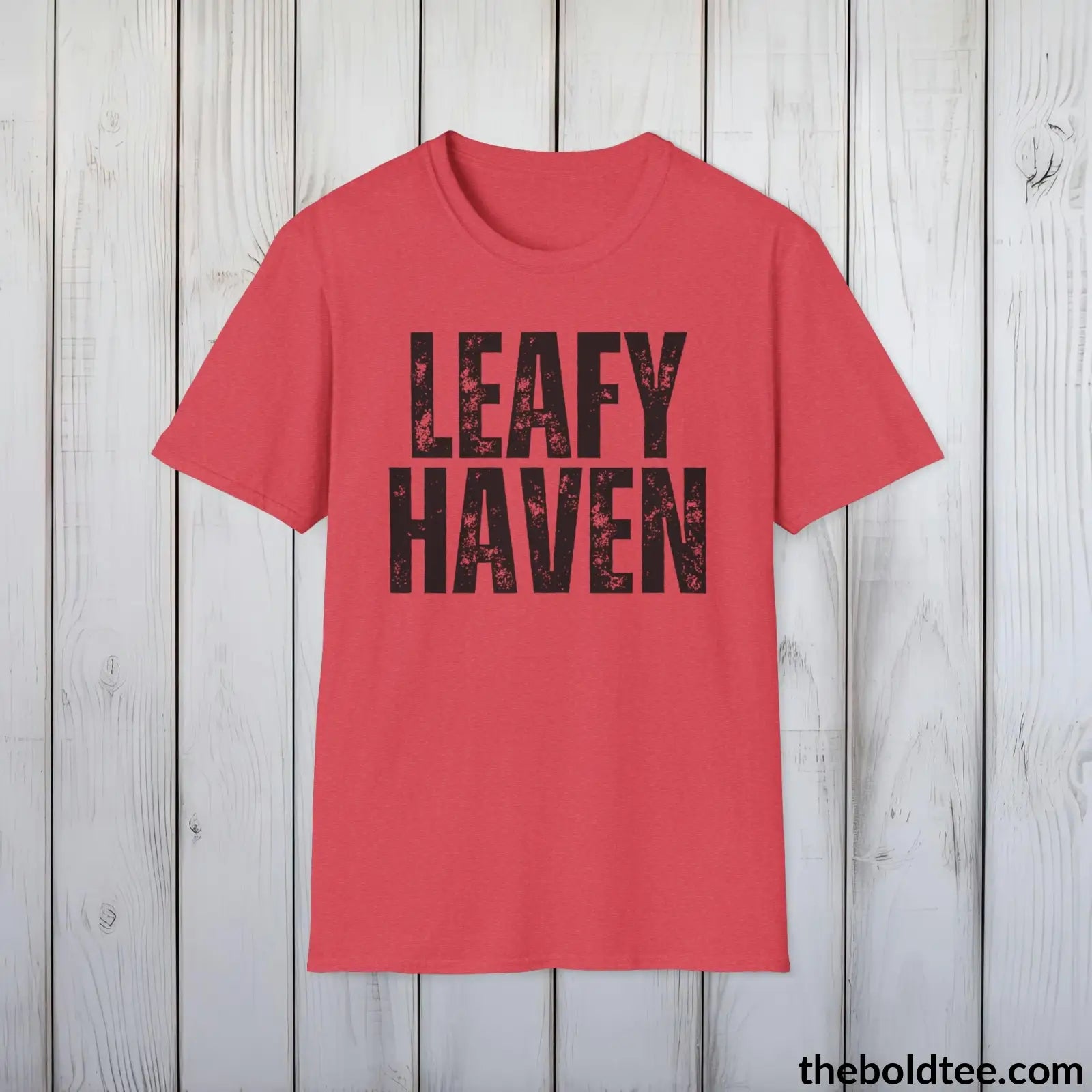 T-Shirt Heather Red / S LEAFY HAVEN Gardening Tee - Soft & Strong Cotton Crewneck Unisex T-Shirt - 8 Trendy Colors