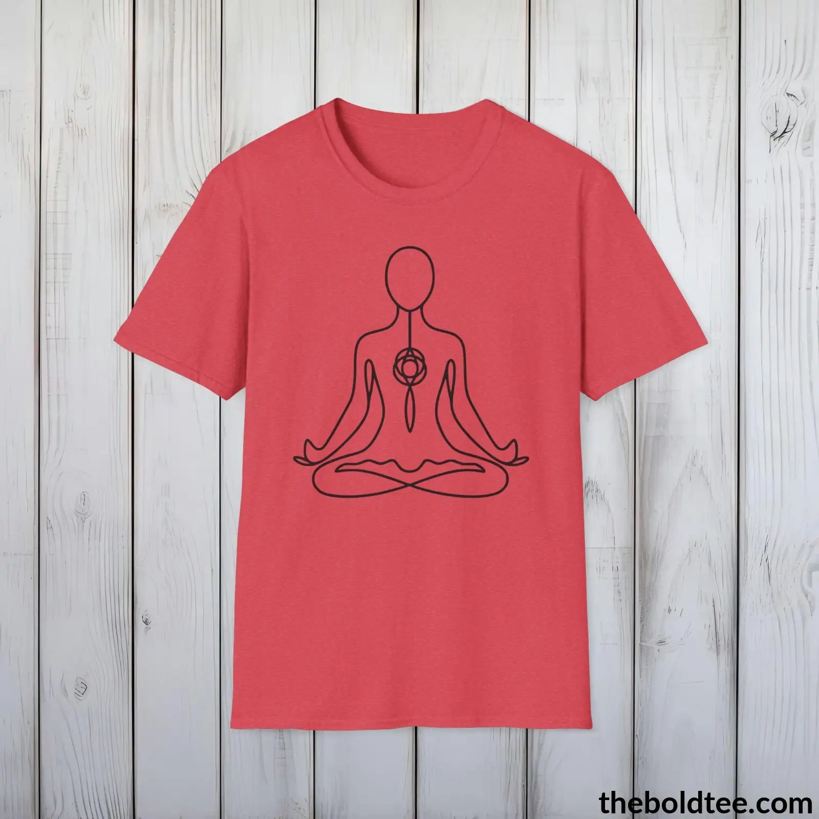 T-Shirt Heather Red / S Peaceful Yoga Tee - Sustainable & Soft Cotton Crewneck Unisex T-Shirt - 8 Serene Colors