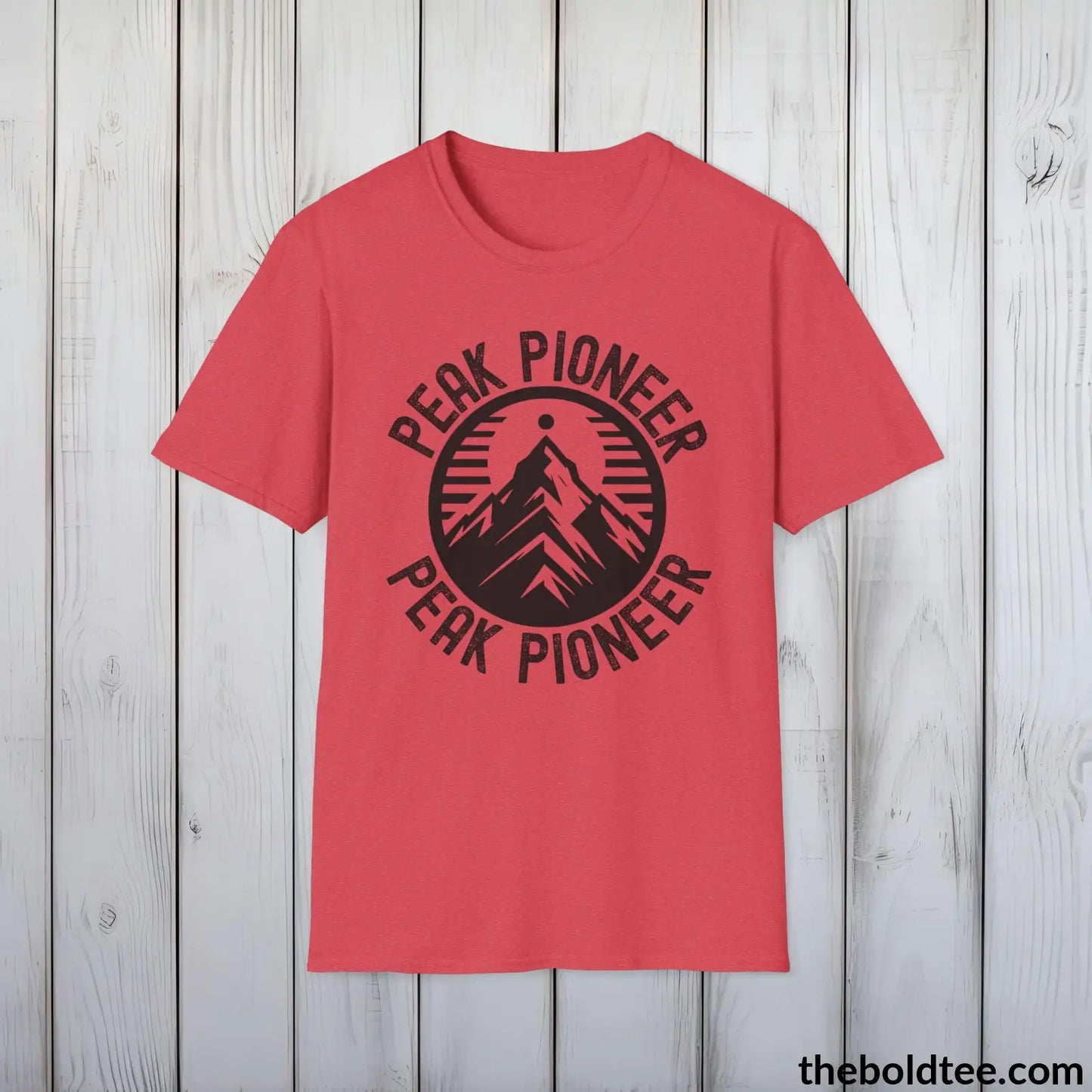 T-Shirt Heather Red / S PEAK PIONEER Hiking Tee - Sustainable & Soft Cotton Crewneck Unisex T-Shirt - 8 Trendy Colors