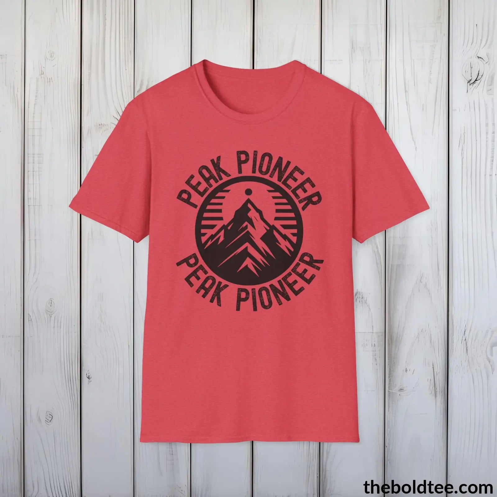 T-Shirt Heather Red / S PEAK PIONEER Hiking Tee - Sustainable & Soft Cotton Crewneck Unisex T-Shirt - 8 Trendy Colors