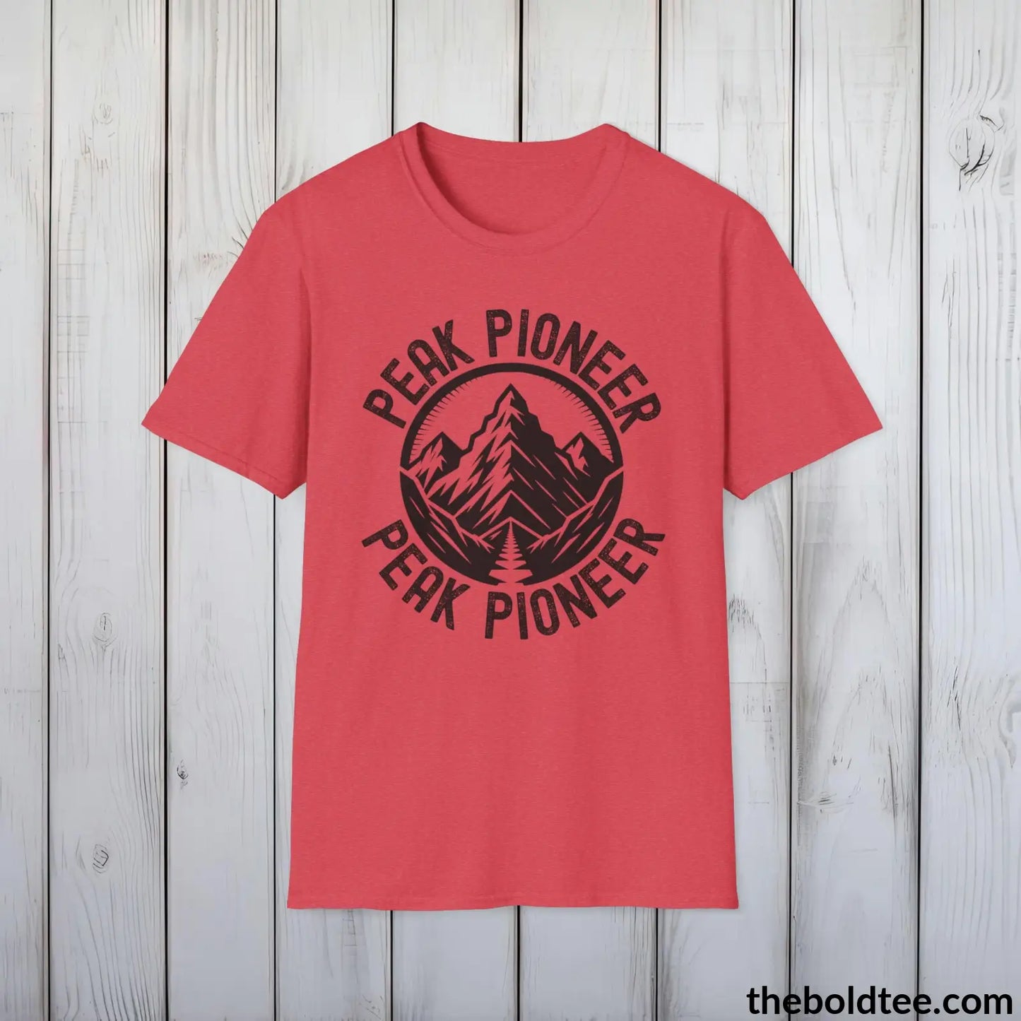 T-Shirt Heather Red / S PEAK PIONEER Hiking Tee - Sustainable & Soft Cotton Crewneck Unisex T-Shirt - 8 Trendy Colors