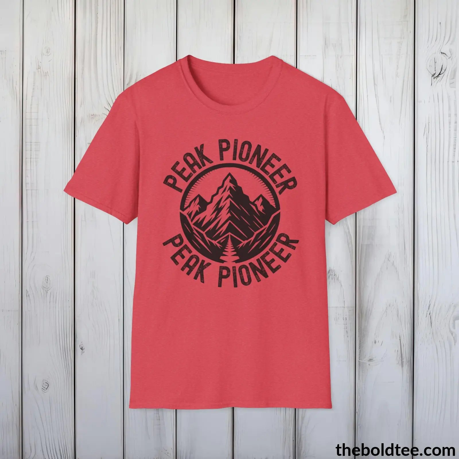 T-Shirt Heather Red / S PEAK PIONEER Hiking Tee - Sustainable & Soft Cotton Crewneck Unisex T-Shirt - 8 Trendy Colors