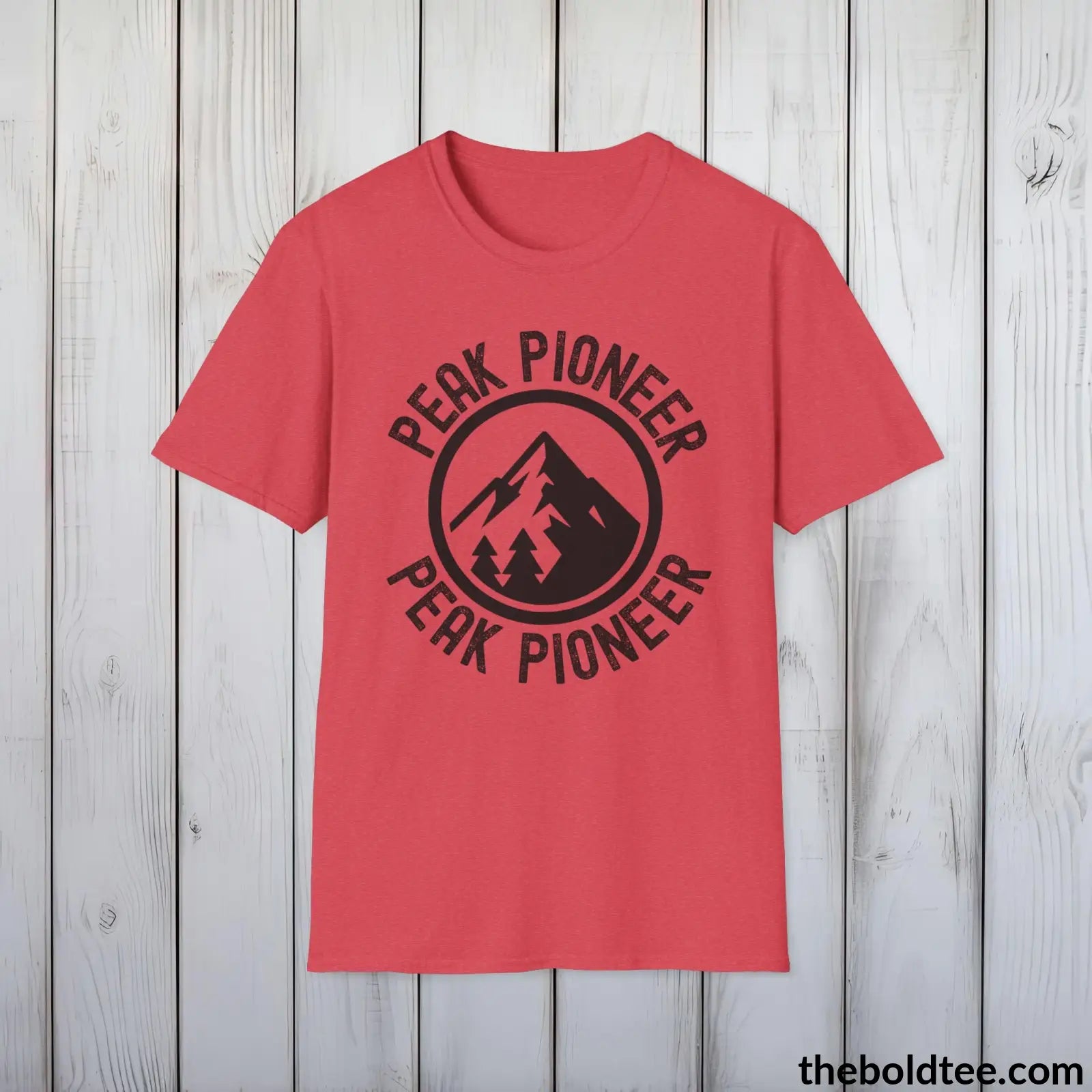 T-Shirt Heather Red / S PEAK PIONEER Hiking Tee - Sustainable & Soft Cotton Crewneck Unisex T-Shirt - 8 Trendy Colors