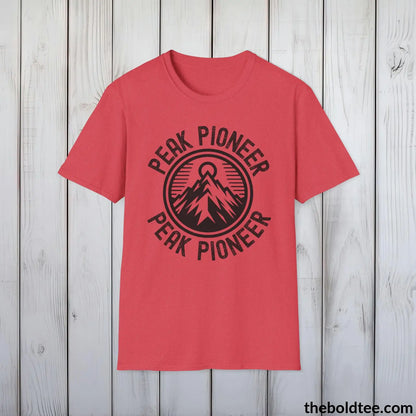 T-Shirt Heather Red / S PEAK PIONEER Hiking Tee - Sustainable & Soft Cotton Crewneck Unisex T-Shirt - 8 Trendy Colors