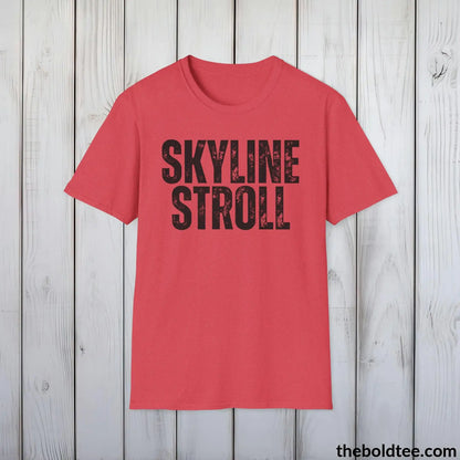 T-Shirt Heather Red / S SKYLINE STROLL Hiking Tee - Sustainable & Soft Cotton Crewneck Unisex T-Shirt - 8 Trendy Colors