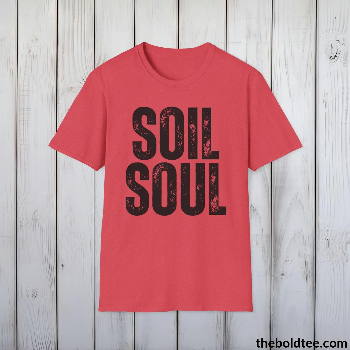 T-Shirt Heather Red / S SOIL SOUL Gardening Tee - Soft & Strong Cotton Crewneck Unisex T-Shirt - 8 Trendy Colors