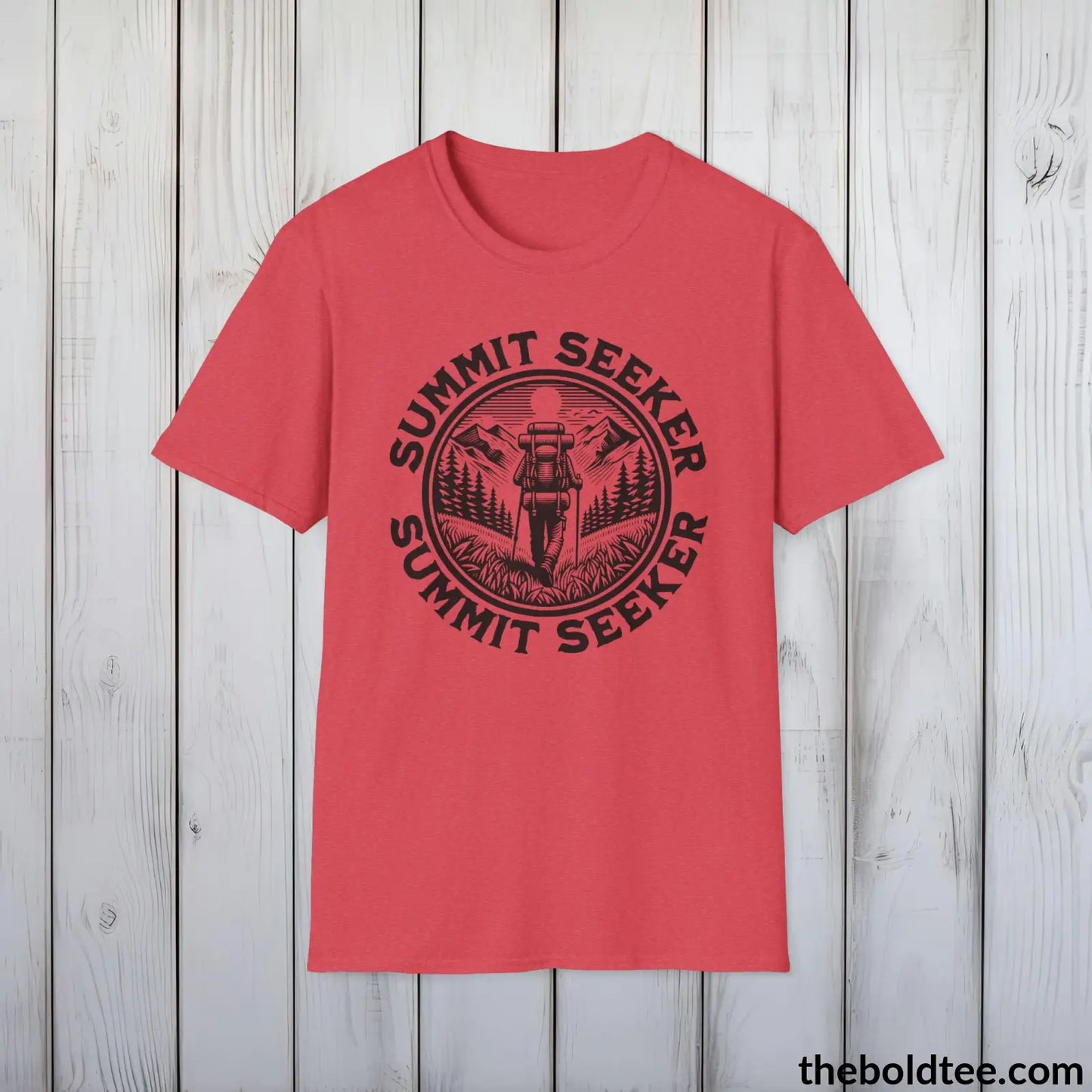 T-Shirt Heather Red / S SUMMIT SEEKER Hiking Tee - Sustainable & Soft Cotton Crewneck Unisex T-Shirt - 8 Trendy Colors