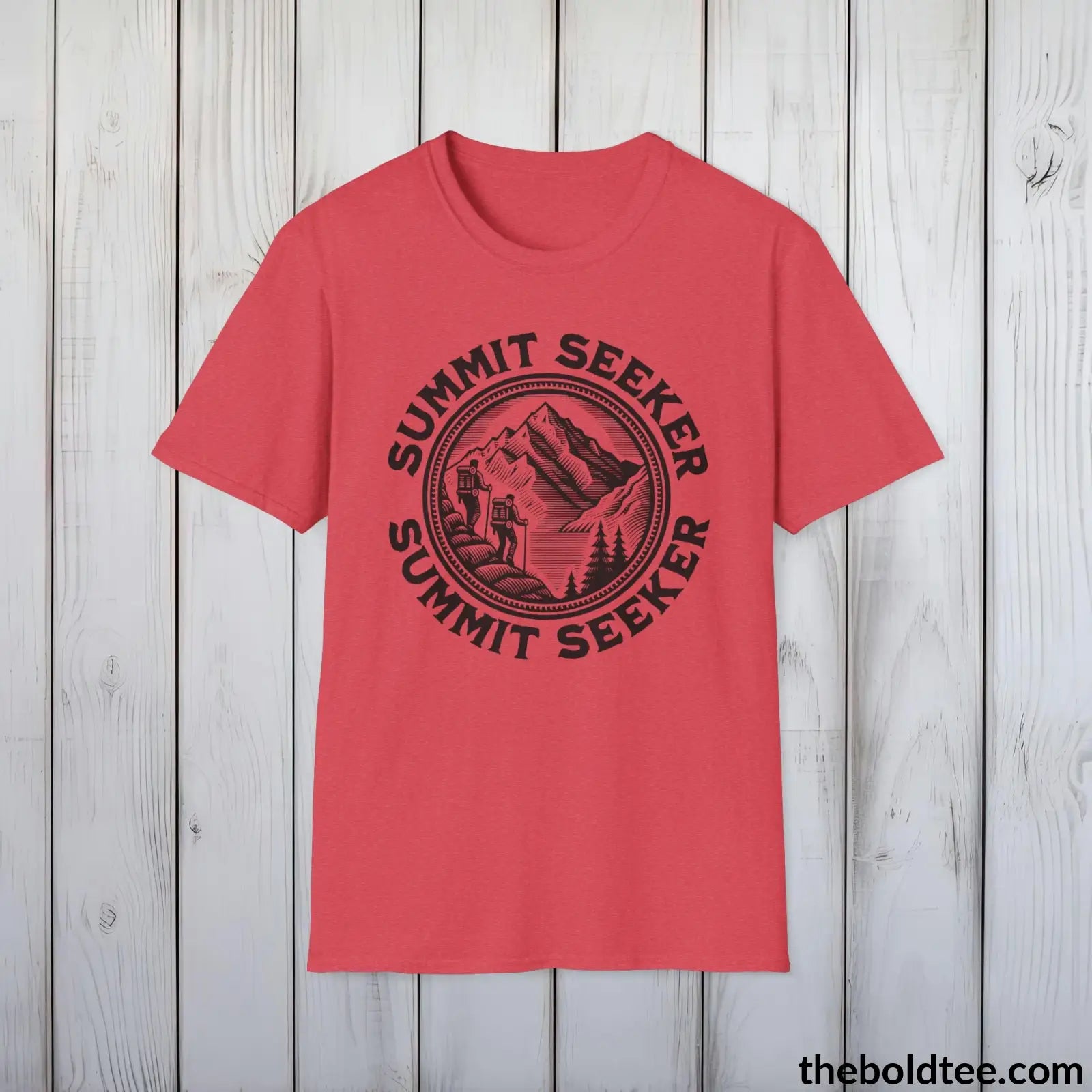 T-Shirt Heather Red / S SUMMIT SEEKER Hiking Tee - Sustainable & Soft Cotton Crewneck Unisex T-Shirt - 8 Trendy Colors