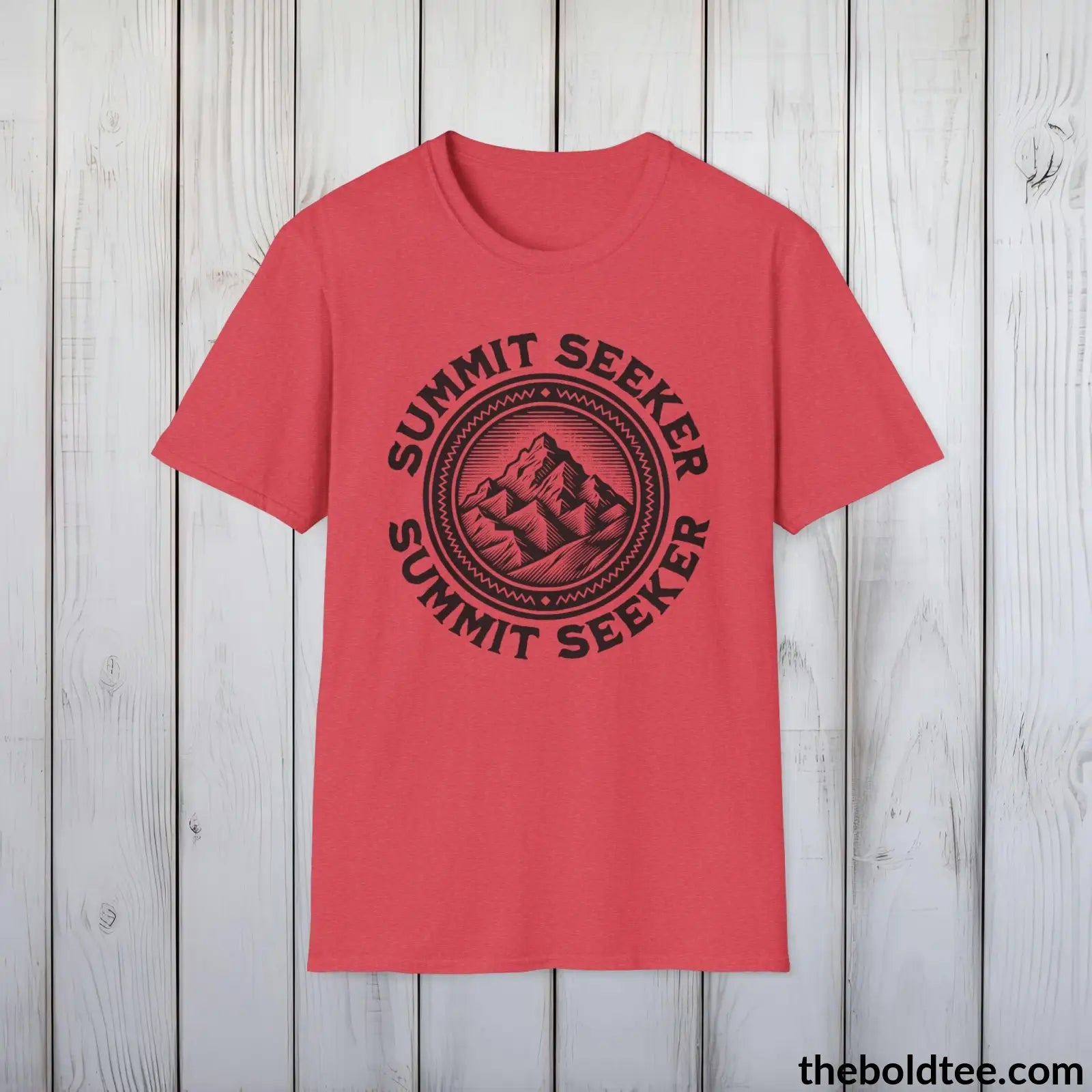 T-Shirt Heather Red / S SUMMIT SEEKER Hiking Tee - Sustainable & Soft Cotton Crewneck Unisex T-Shirt - 8 Trendy Colors