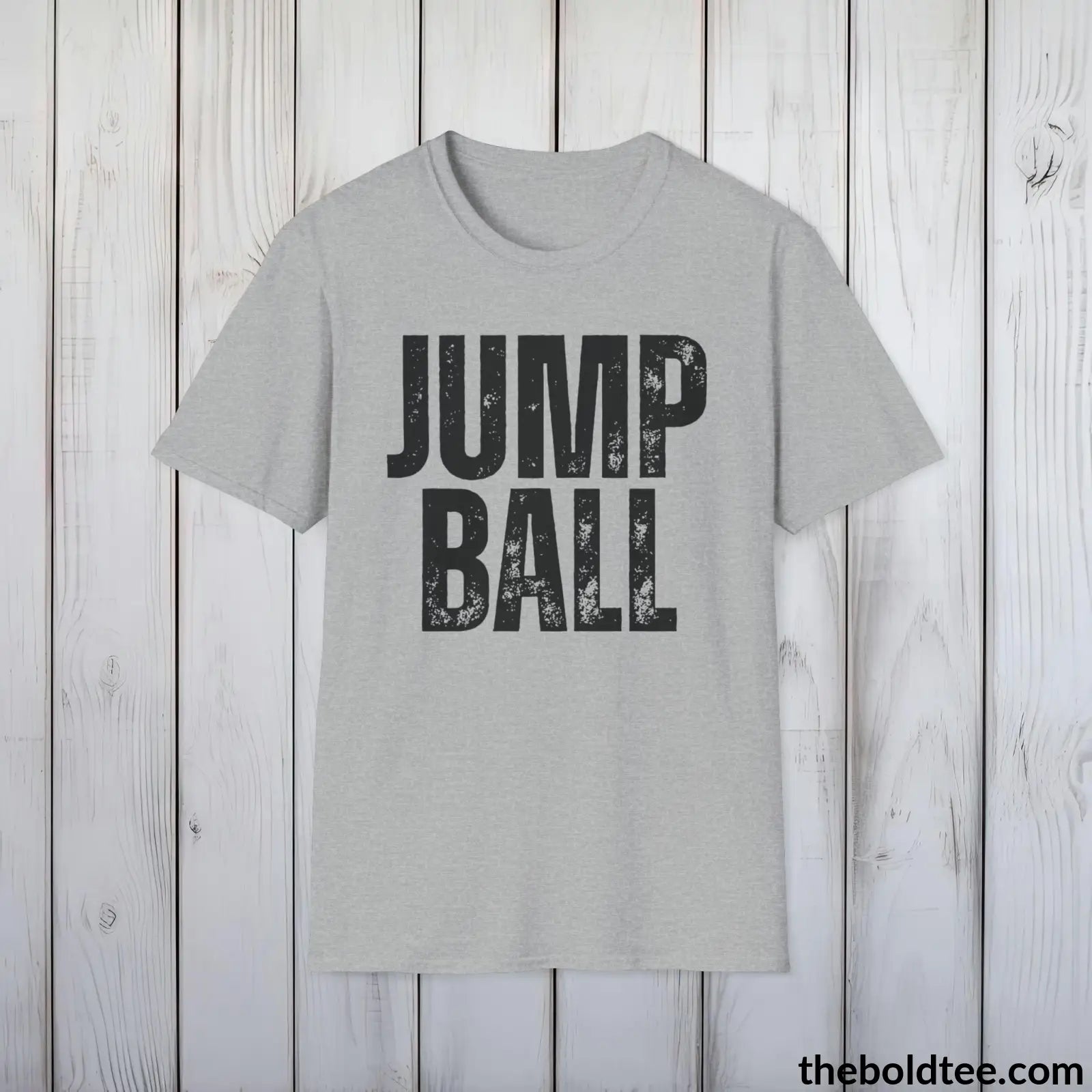 T-Shirt JUMP BALL Basketball Tee - Sustainable & Soft Cotton Crewneck Unisex T-Shirt - 9 Bold Colors