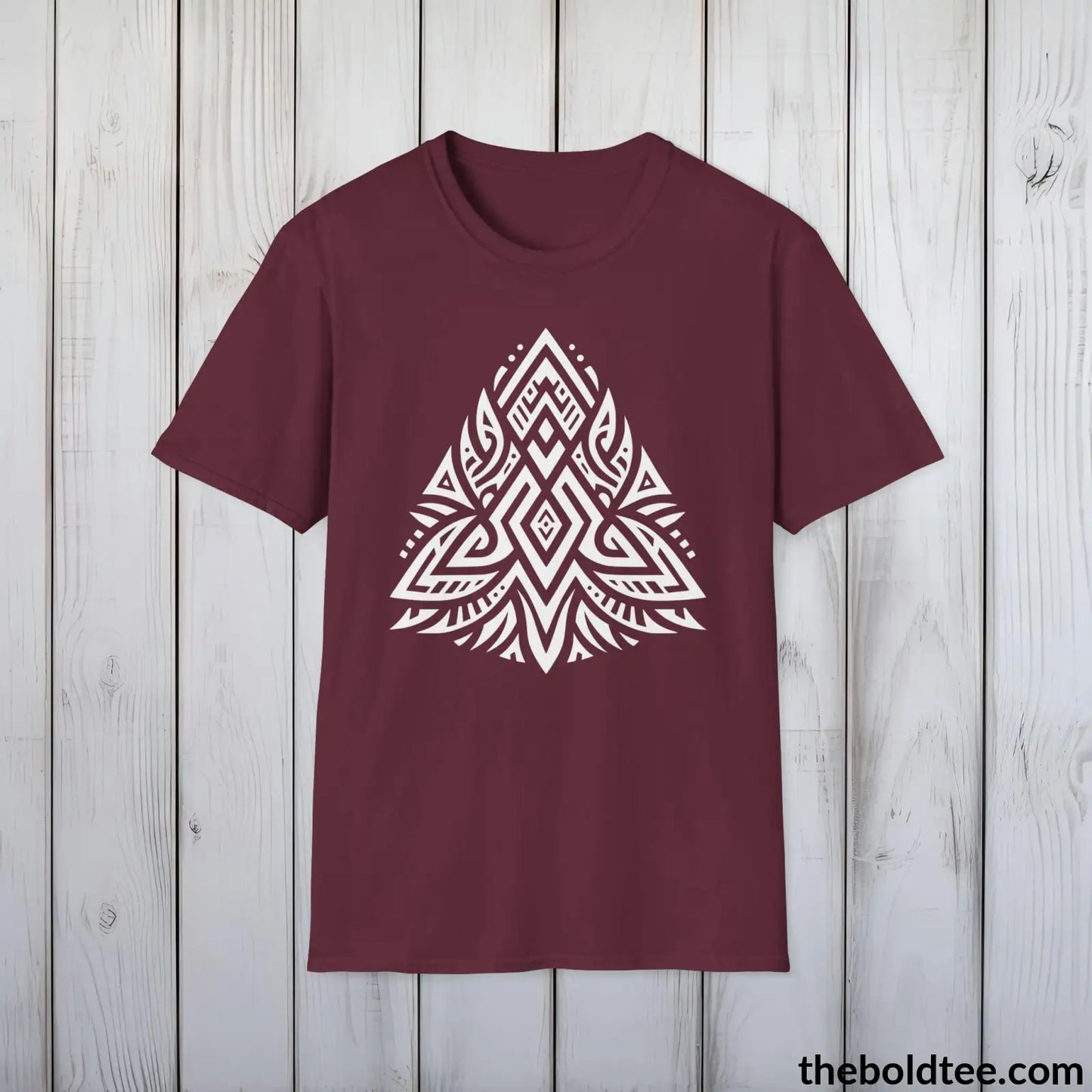 T-Shirt Maroon / S Bold Tribal Pattern Tee - Premium Soft Cotton Crewneck Unisex T-Shirt - 9 Bold Colors