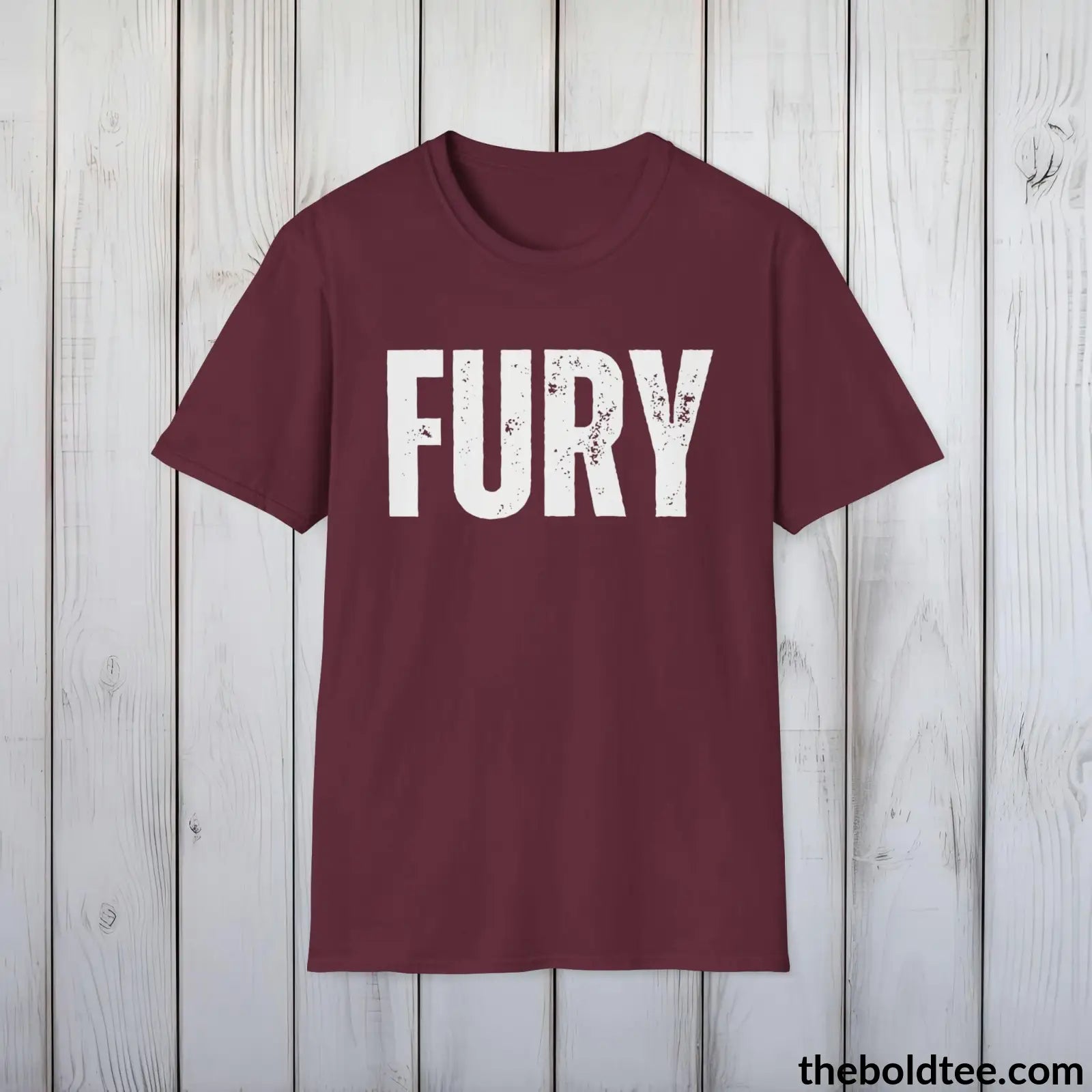 T-Shirt Maroon / S FURY Tee - Bold Urbnan Cotton T-Shirt - 9 Epic Colors Available