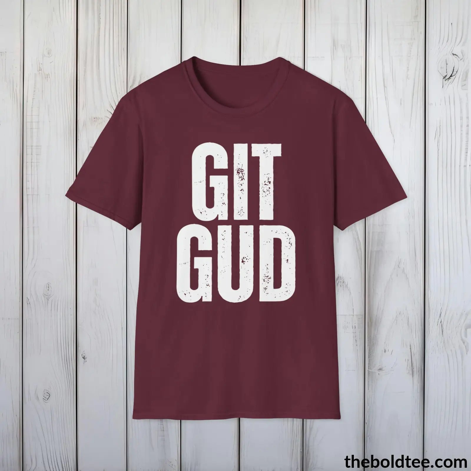 T-Shirt Maroon / S GIT GUD Gamer Tee - Sustainable & Soft Cotton Crewneck Unisex T-Shirt - 9 Bold Colors