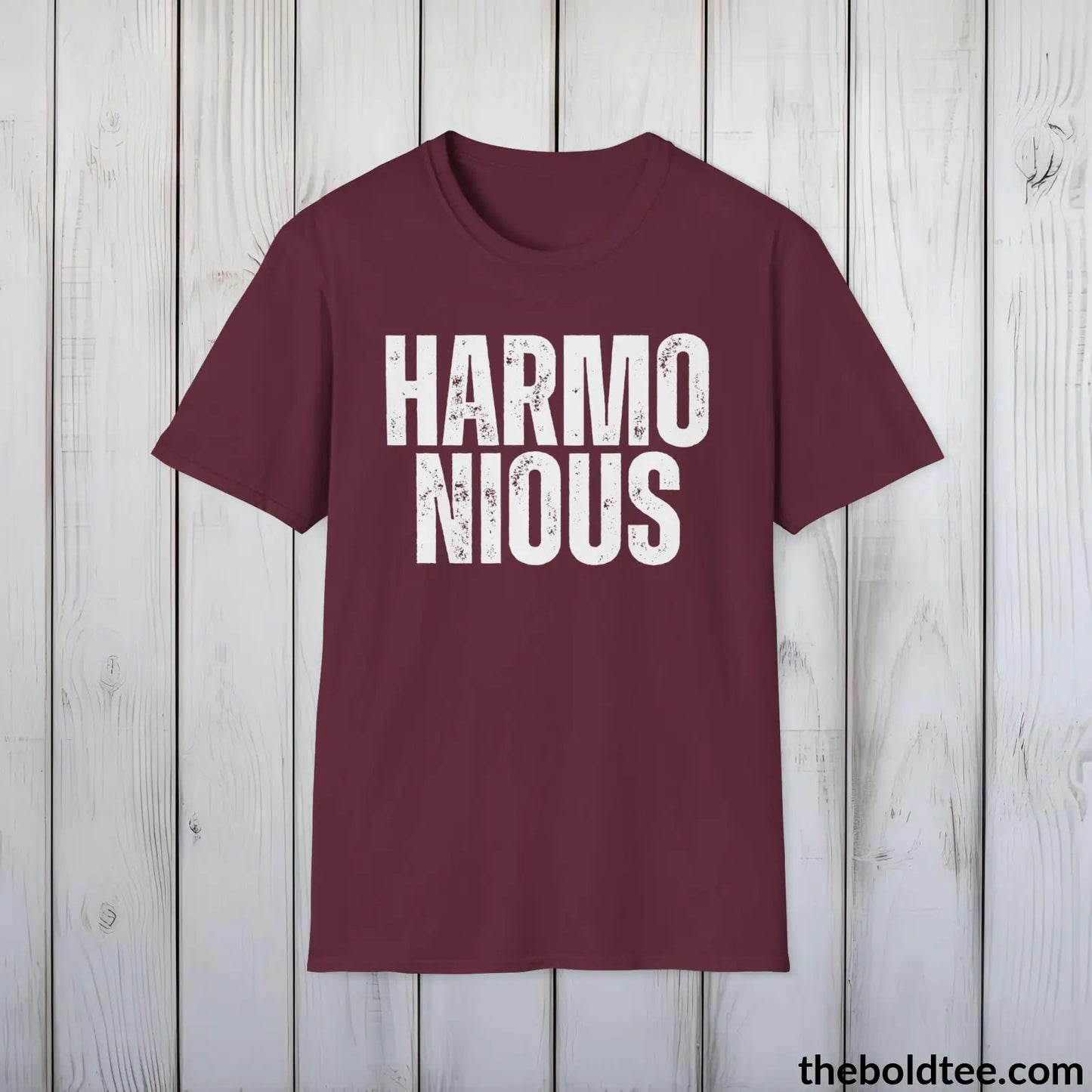 T-Shirt Maroon / S HARMONIOUS Tee - Casual, Sustainable & Soft Cotton Crewneck Unisex T-Shirt - 9 Bold Colors