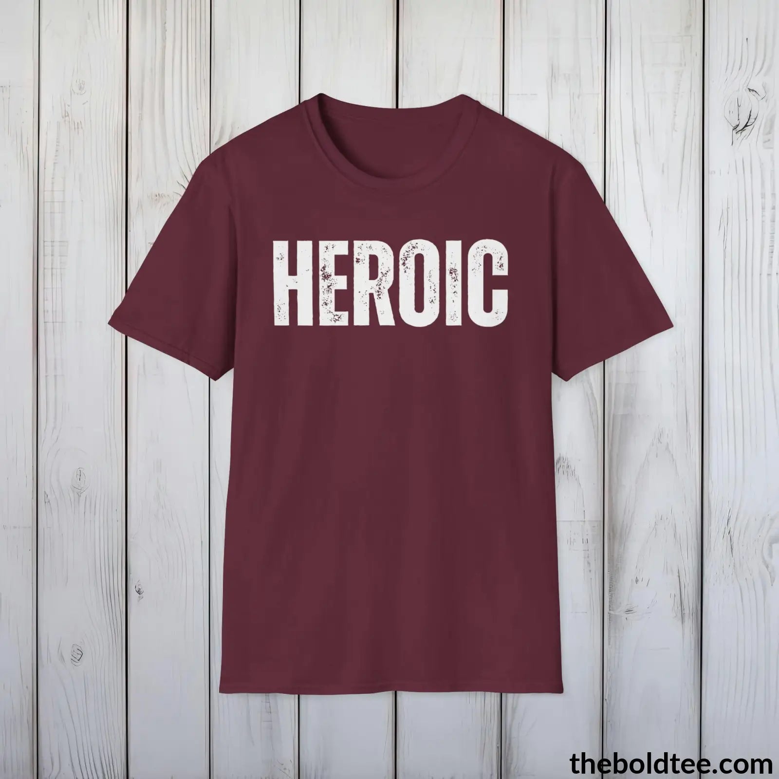 T-Shirt Maroon / S HEROIC Tee - Casual, Sustainable & Soft Cotton Crewneck Unisex T-Shirt - 9 Bold Colors