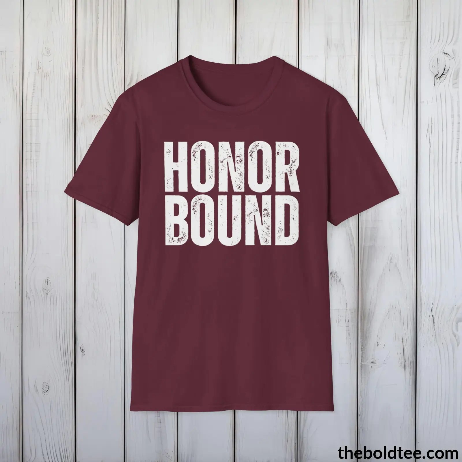 T-Shirt Maroon / S HONOR BOUND Military Tee - Strong & Versatile Cotton Crewneck T-Shirt - 9 Bold Colors