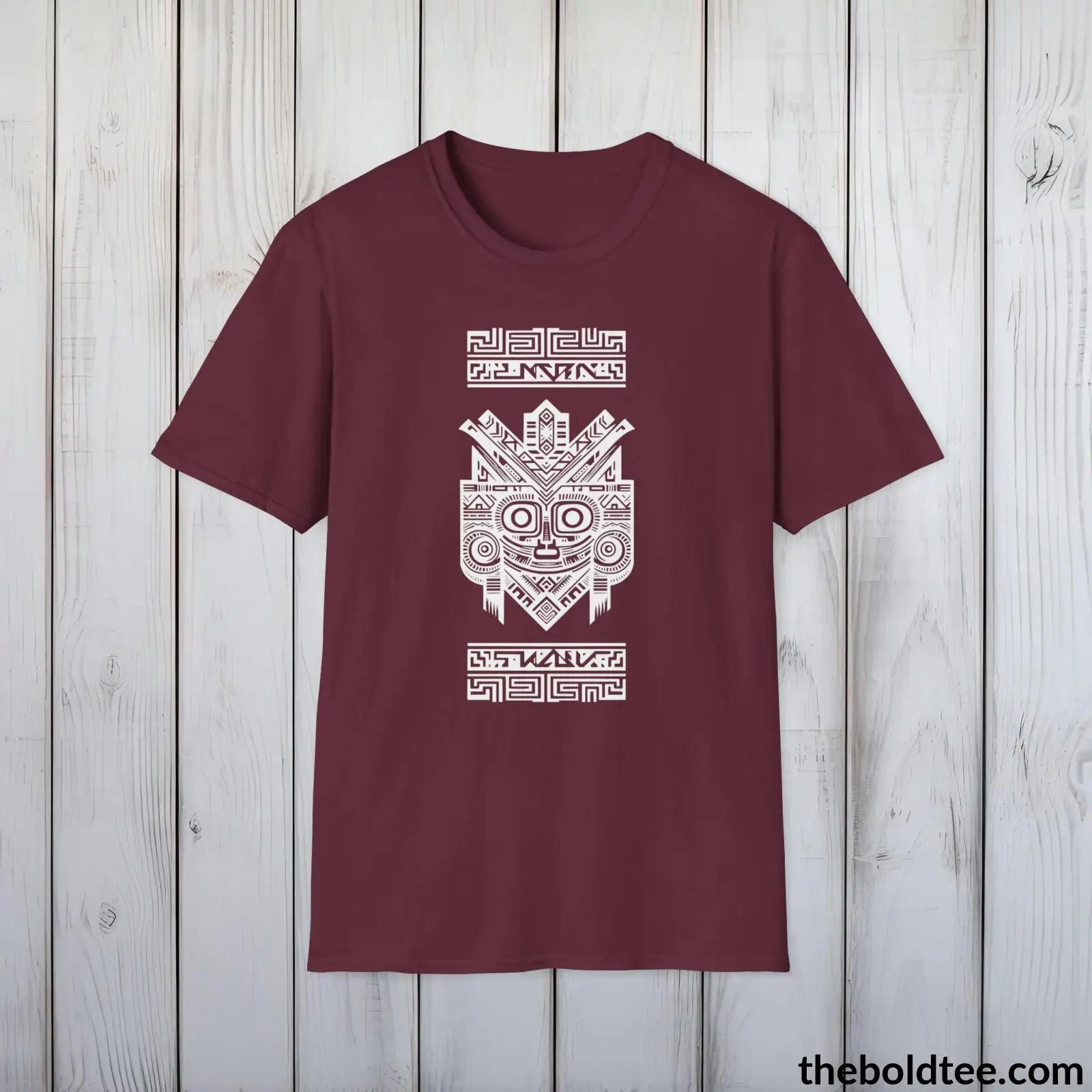 T-Shirt Maroon / S Inca Tribal Pattern Tee - Premium Soft Cotton Crewneck Unisex T-Shirt - 9 Bold Colors