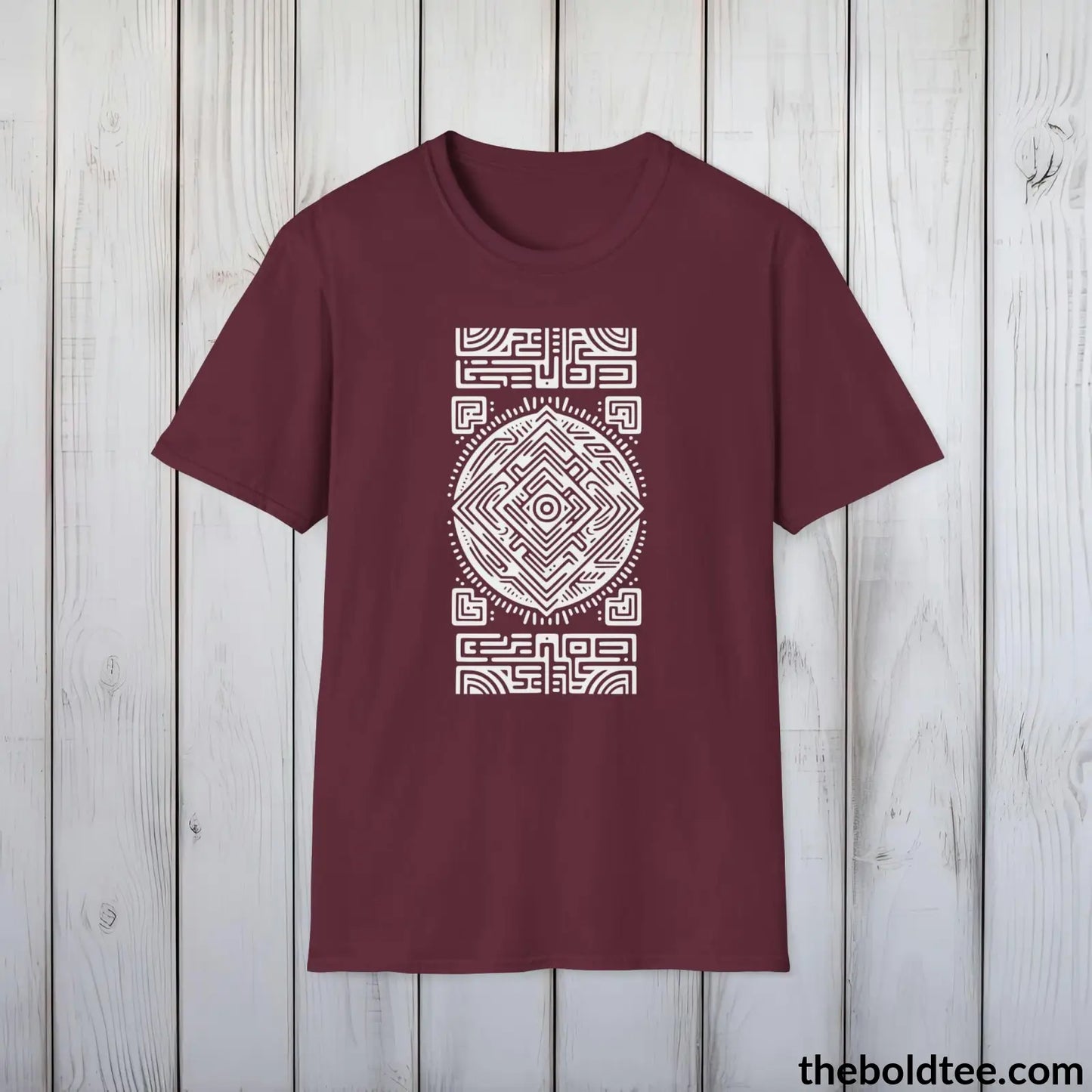 T-Shirt Maroon / S Inca Tribal Pattern Tee - Premium Soft Cotton Crewneck Unisex T-Shirt - 9 Bold Colors