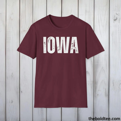 T-Shirt Maroon / S IOWA Tee - Casual, Sustainable & Soft Cotton Crewneck Unisex T-Shirt - 9 Bold Colors