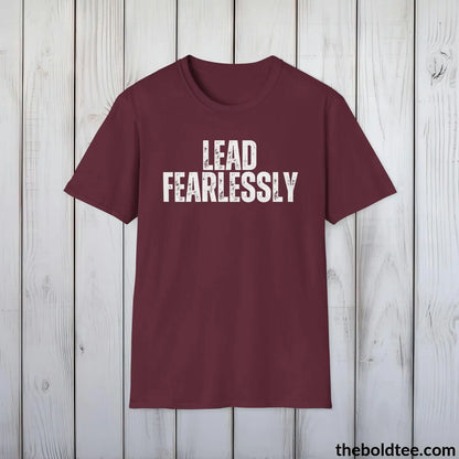 T-Shirt Maroon / S LEAD FEARLESSLY Military Tee - Strong & Versatile Cotton Crewneck T-Shirt - 9 Bold Colors