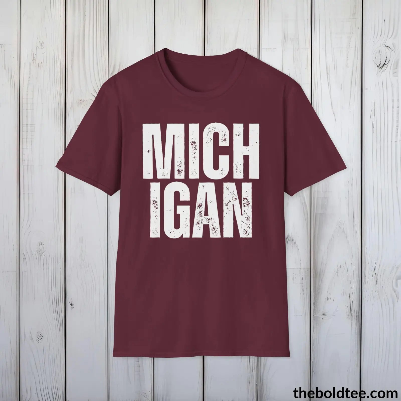 T-Shirt Maroon / S MICHIGAN Tee - Casual, Sustainable & Soft Cotton Crewneck Unisex T-Shirt - 9 Bold Colors