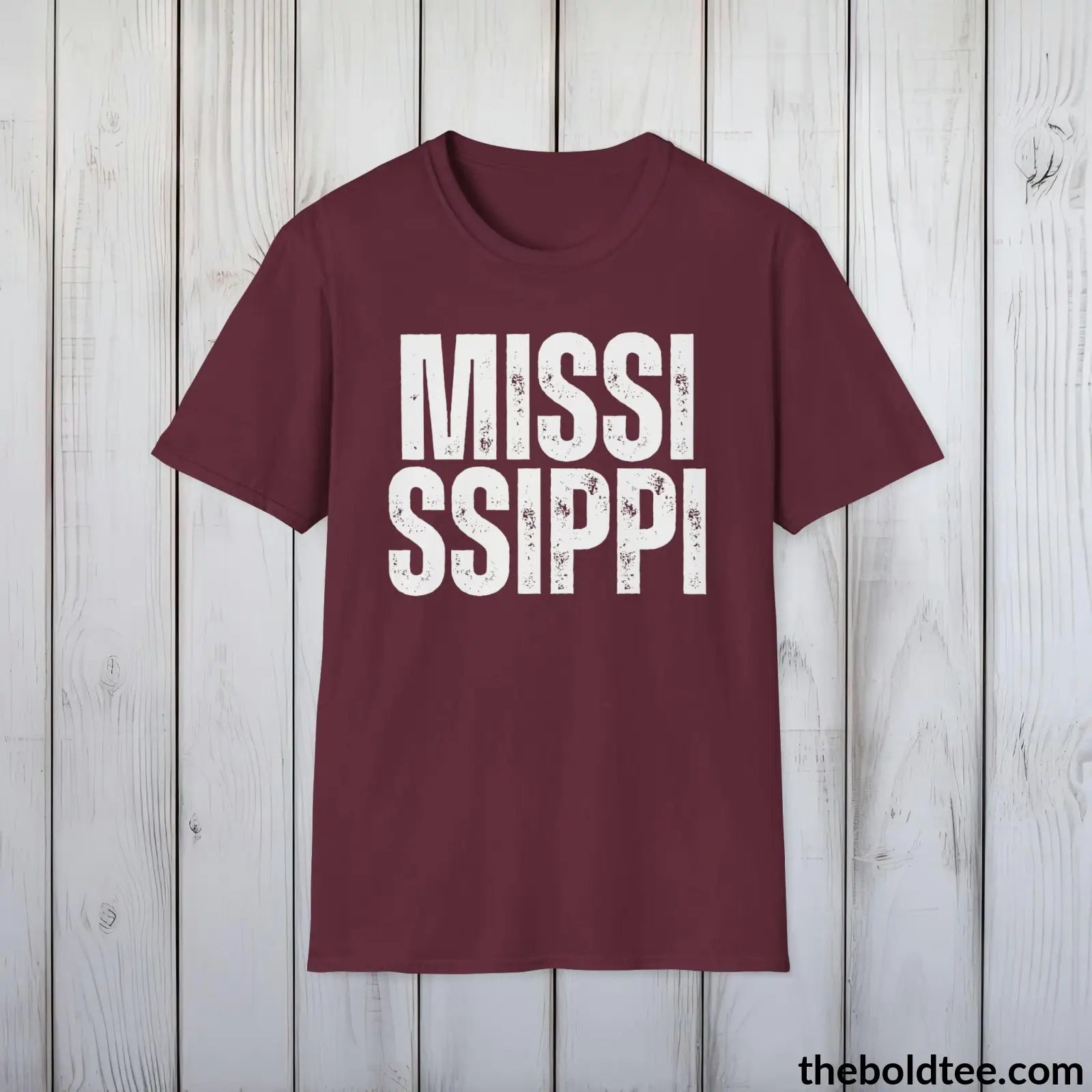 T-Shirt Maroon / S MISSISSIPPI Tee - Casual, Sustainable & Soft Cotton Crewneck Unisex T-Shirt - 9 Bold Colors