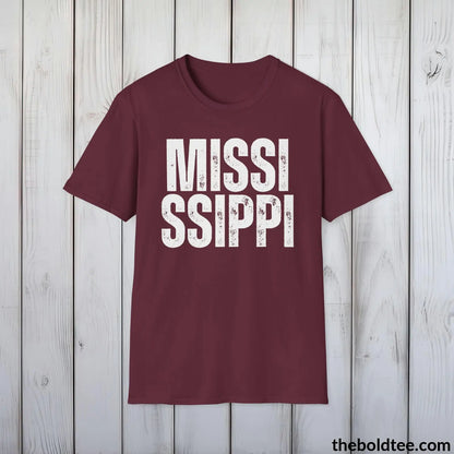 T-Shirt Maroon / S MISSISSIPPI Tee - Casual, Sustainable & Soft Cotton Crewneck Unisex T-Shirt - 9 Bold Colors