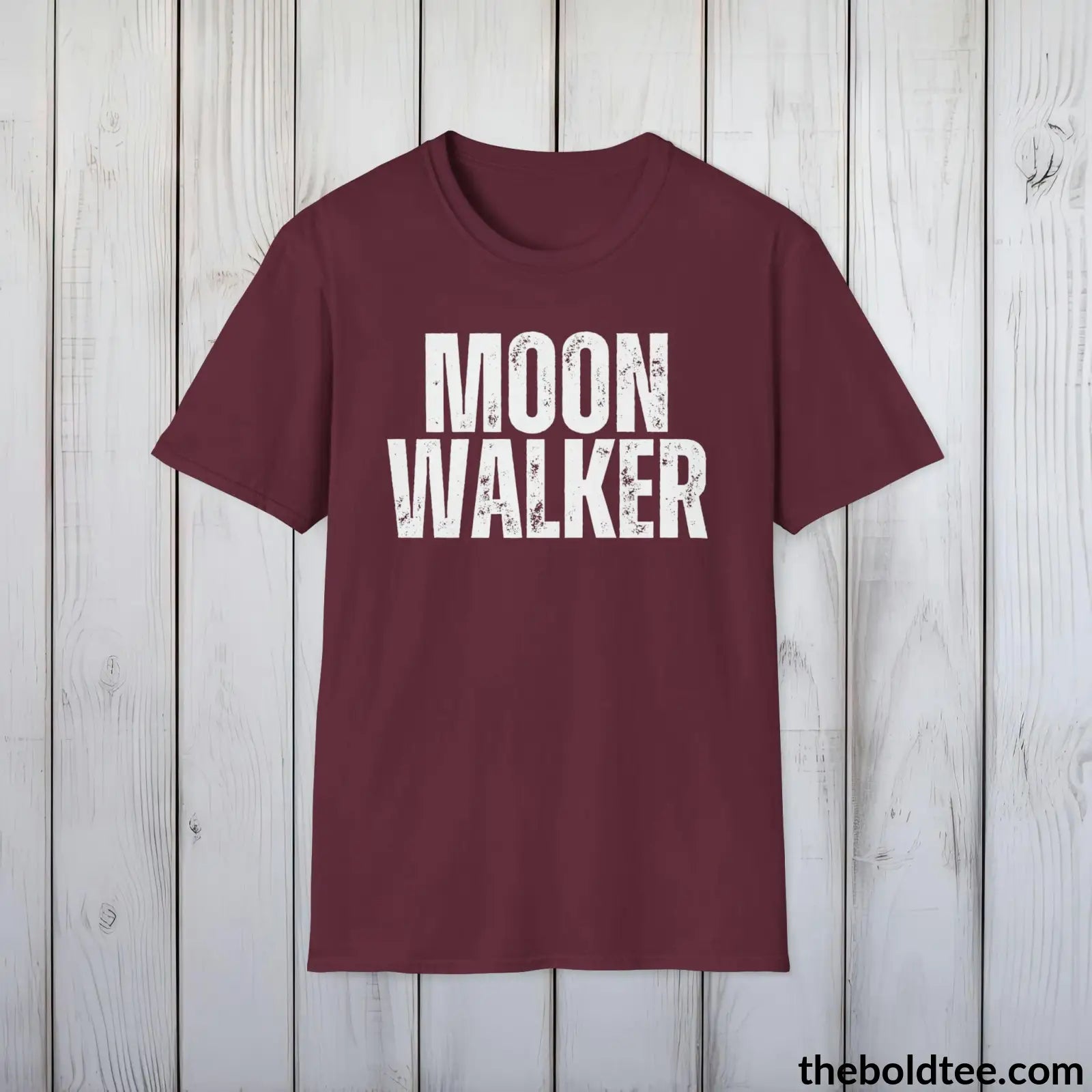 T-Shirt Maroon / S MOON WALKER Space Tee - Casual, Sustainable & Soft Cotton Crewneck Unisex T-Shirt - 9 Bold Colors